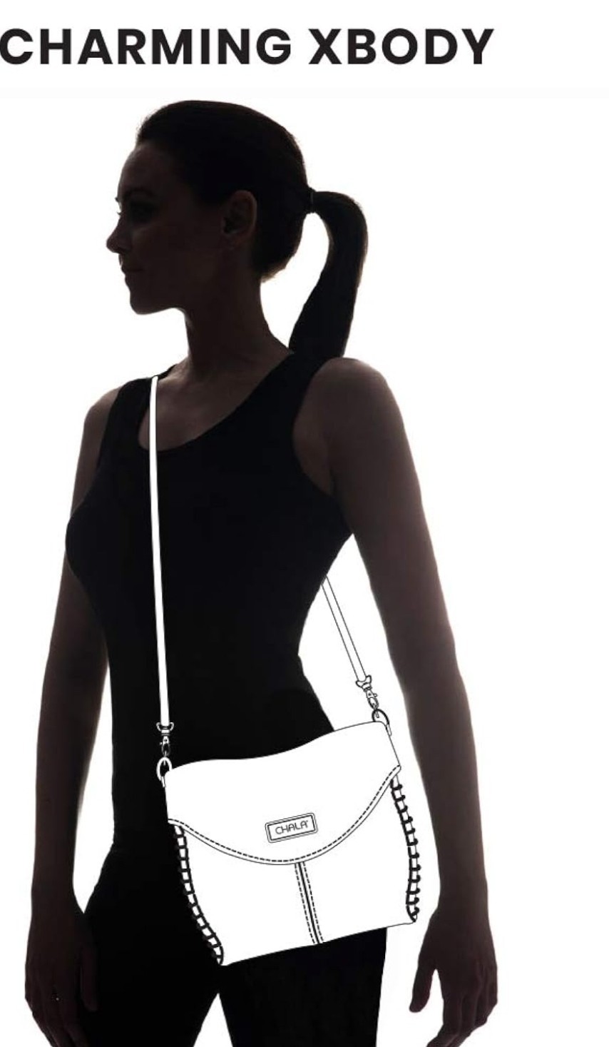Chala Handbags Charming Crossbody Bag Flap Top Zipper Black + Cross Purse Charm