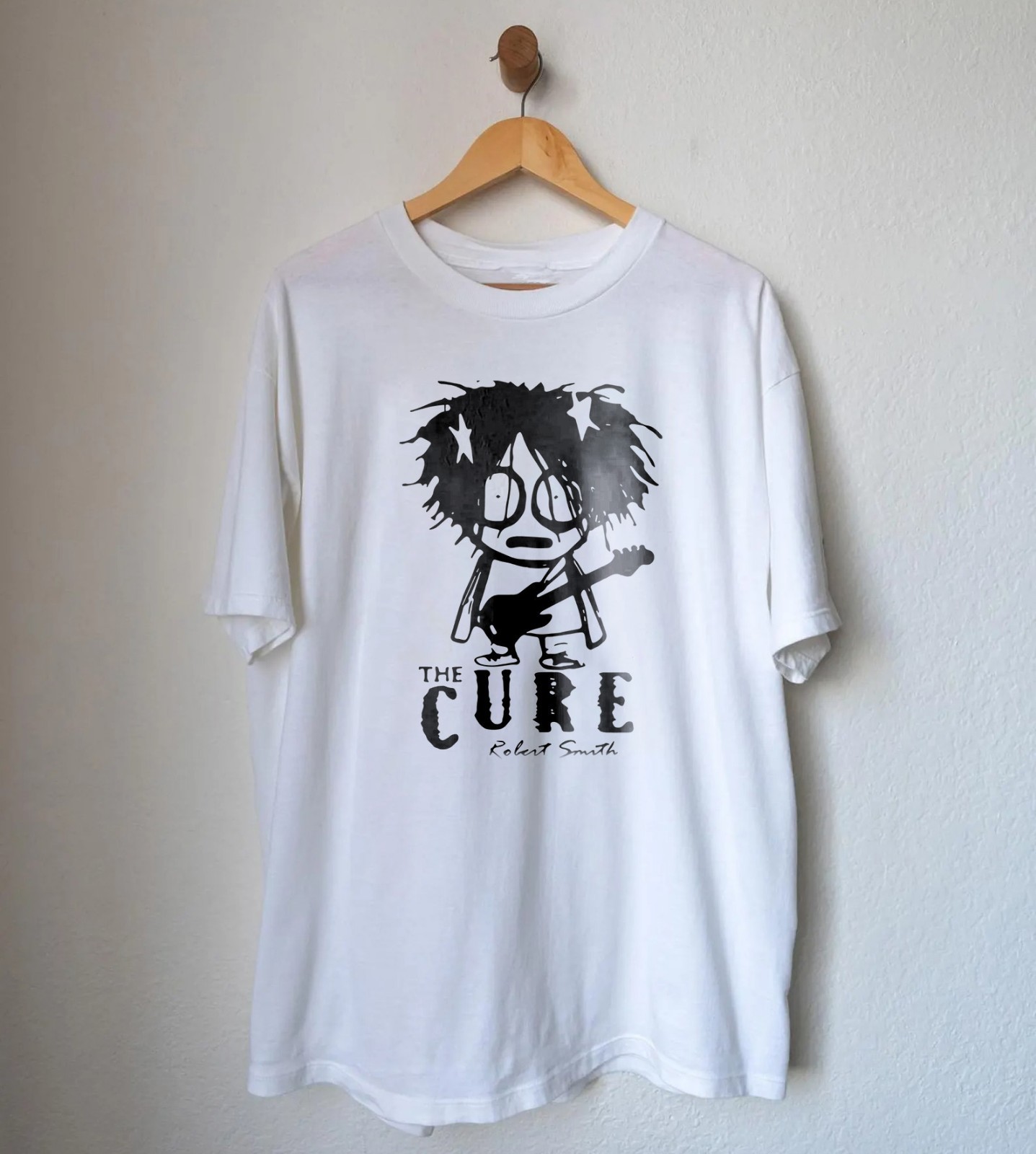 NEW! The Cure Robert Smith Cartoon Goth Band T-shirt White Heavy Cotton T-Shirt