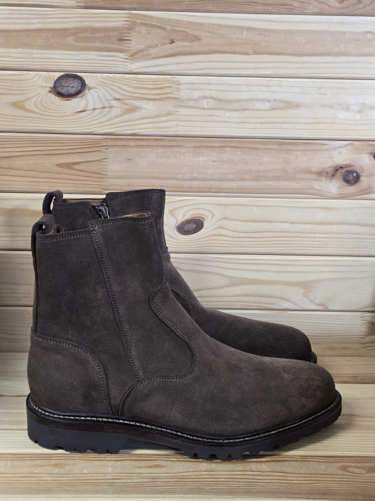 Allen Edmonds Men’s Discovery Moto Boots Suede Side Zip Brown 4929 Size 10.5