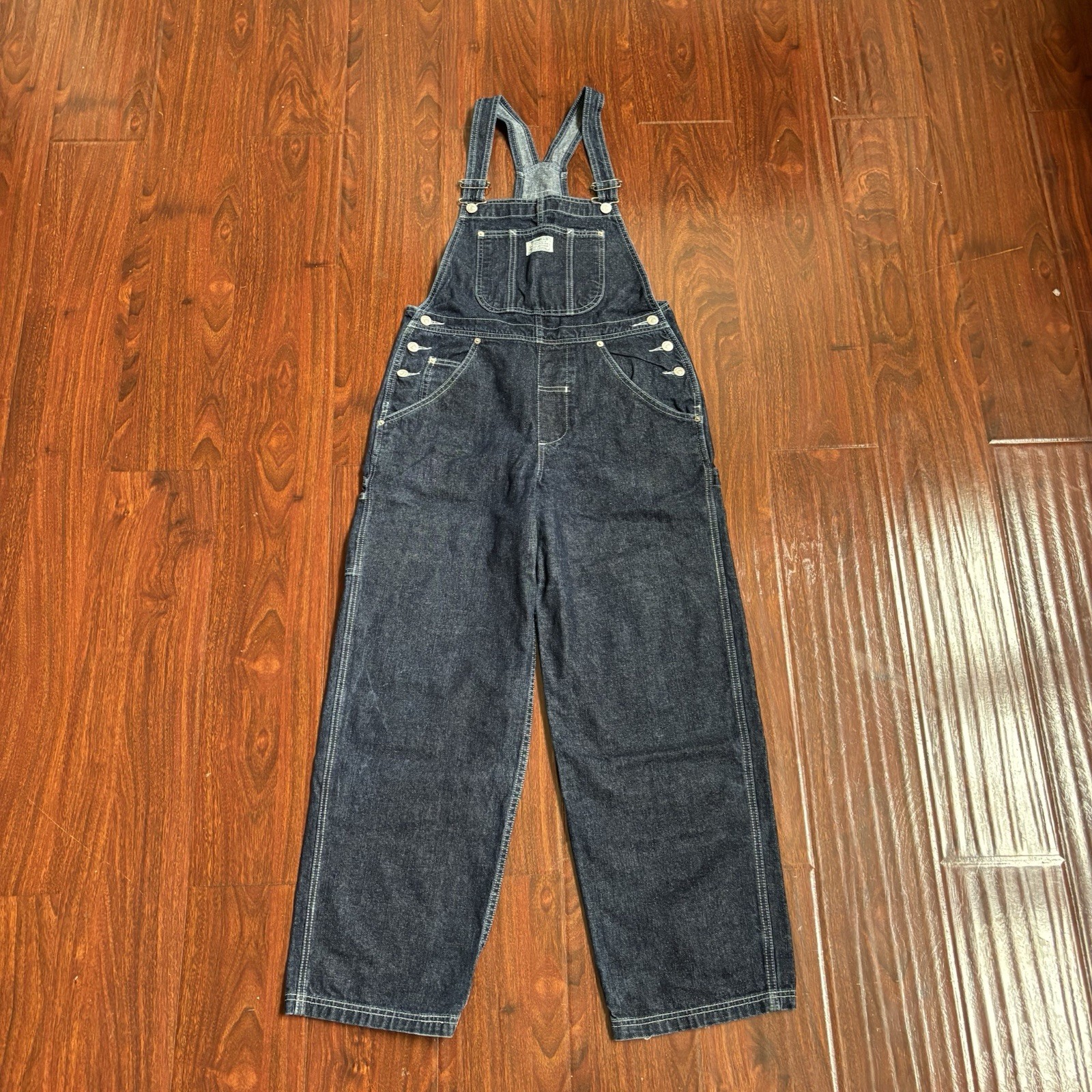 Vintage 90s Levis Denim Jean Overalls Size M Workwear 2 Horse Brand Dark Wash