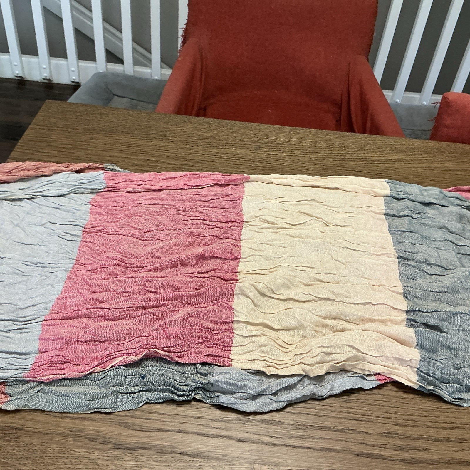 Pink, Green, Tan Scarf – Wrap – Casual – Boho – 64 Inches