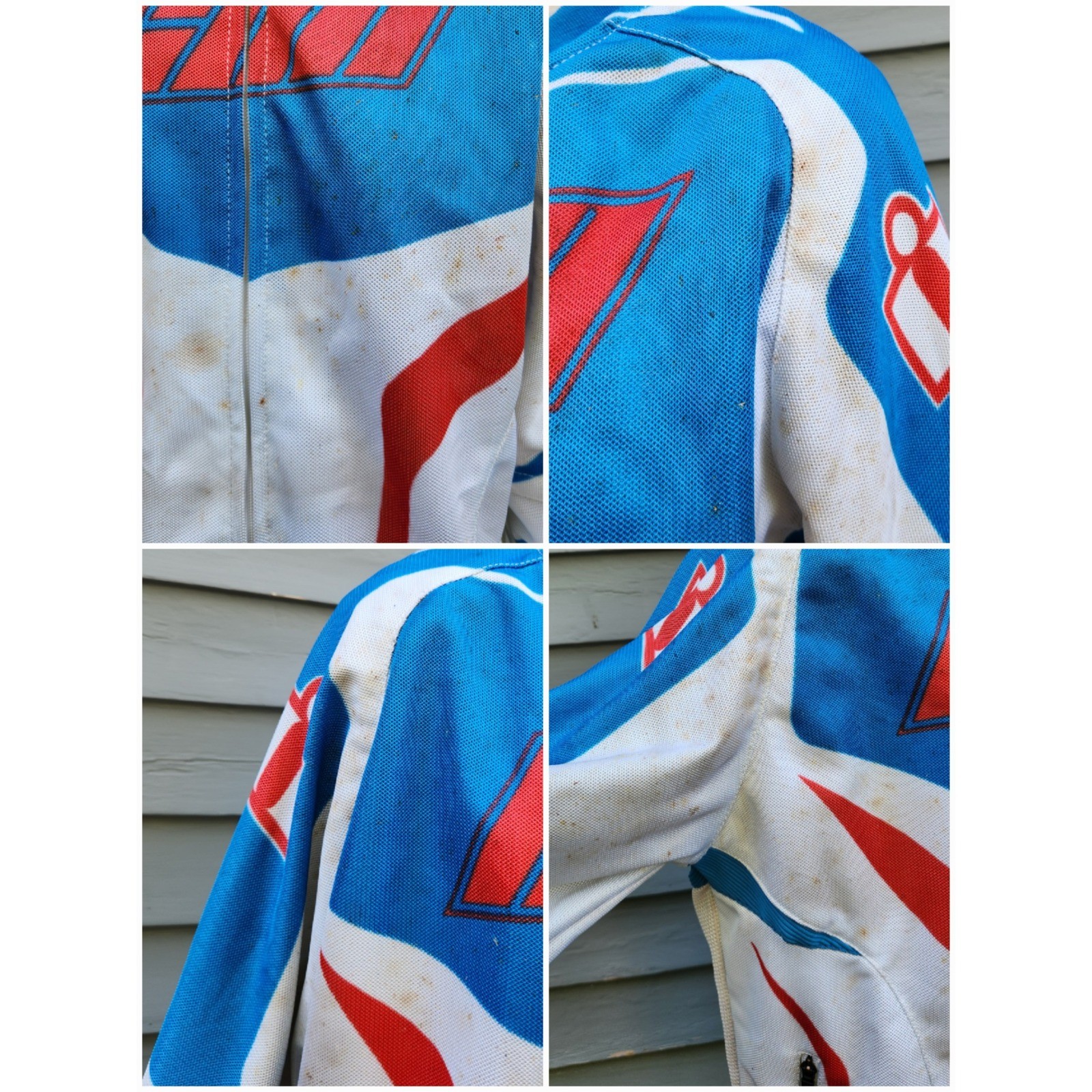 Icon Hooligan Street Jersey Jacket Blue White Red Padded Moto Racing Mens XL