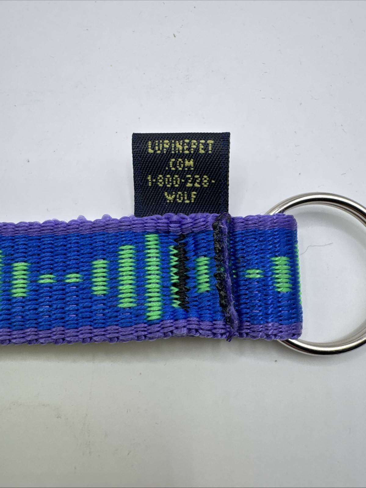 Lupine 3/4″ Wide 3 1/2” Long Keychain Original Blue Purple Geometric Pattern