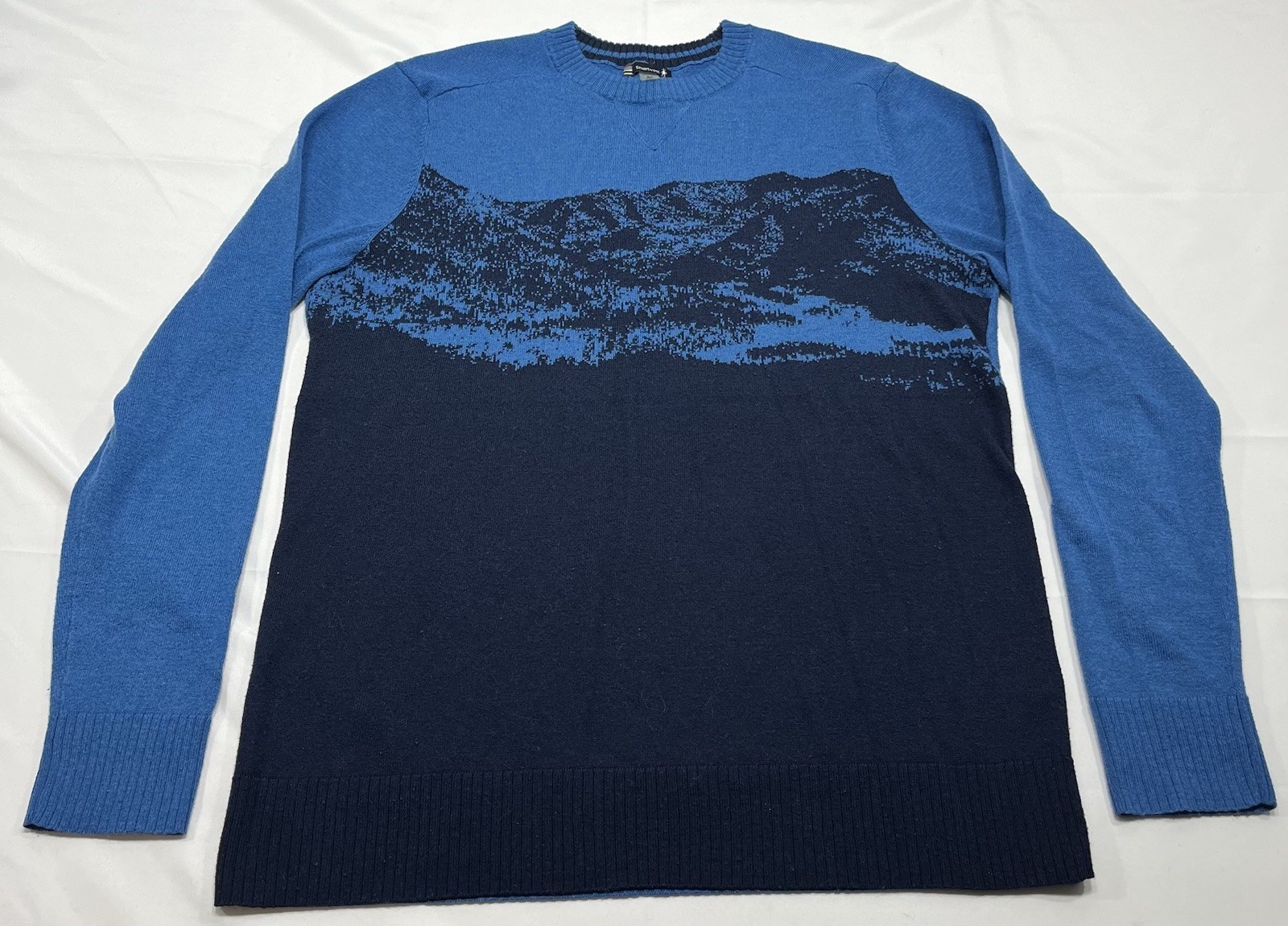 Smartwool Sweater Men’s Medium Blue Sparwood Mountian Merino Wool Nylon Poly