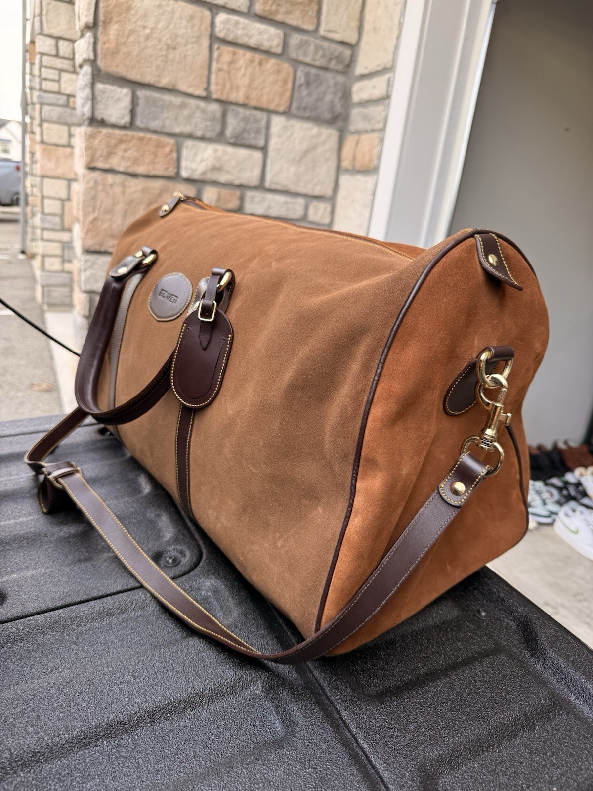 Bowen Premium Suede Brown Leather Duffle Bag