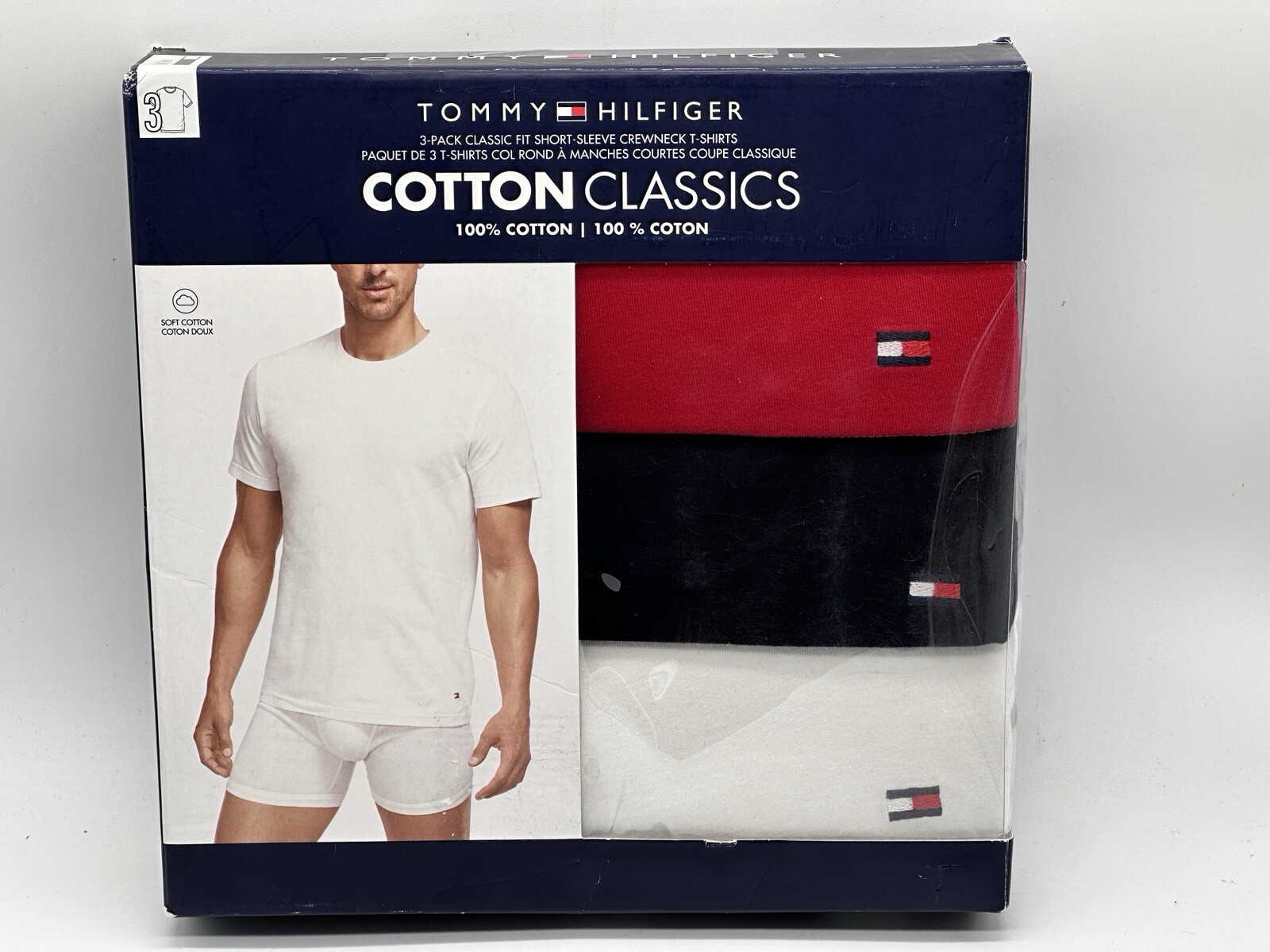 NEW 3 PACK MENS TOMMY HILFIGER 100% SOFT COTTON CLASSIC UNDER SHIRT MEDIUM $42.5
