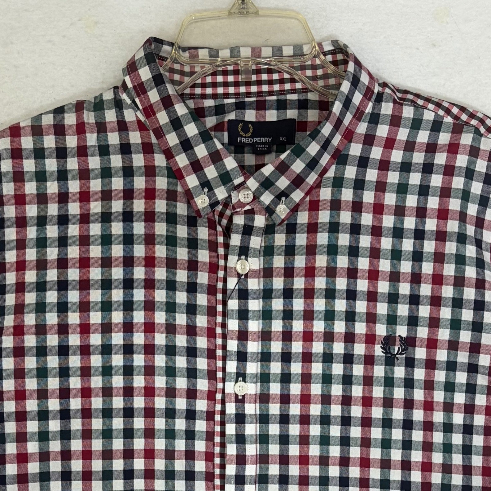 Fred Perry Gingham Shirt Mens XXL Rosso Multi New Short Sleeve Button Down $149