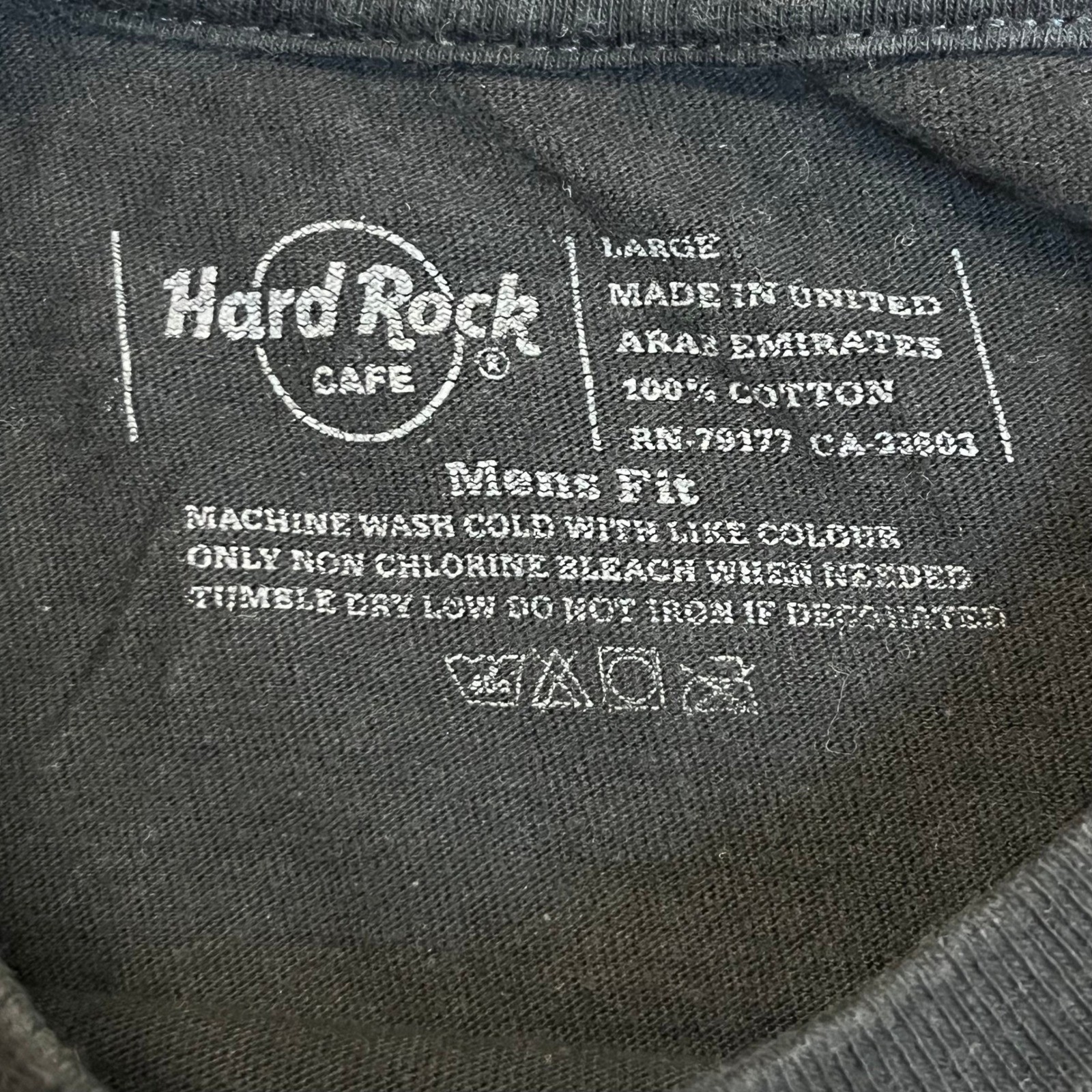 Hard Rock Cafe T-Shirt Mens Size Large Black Graphic Logo Cotton Short Sleeve