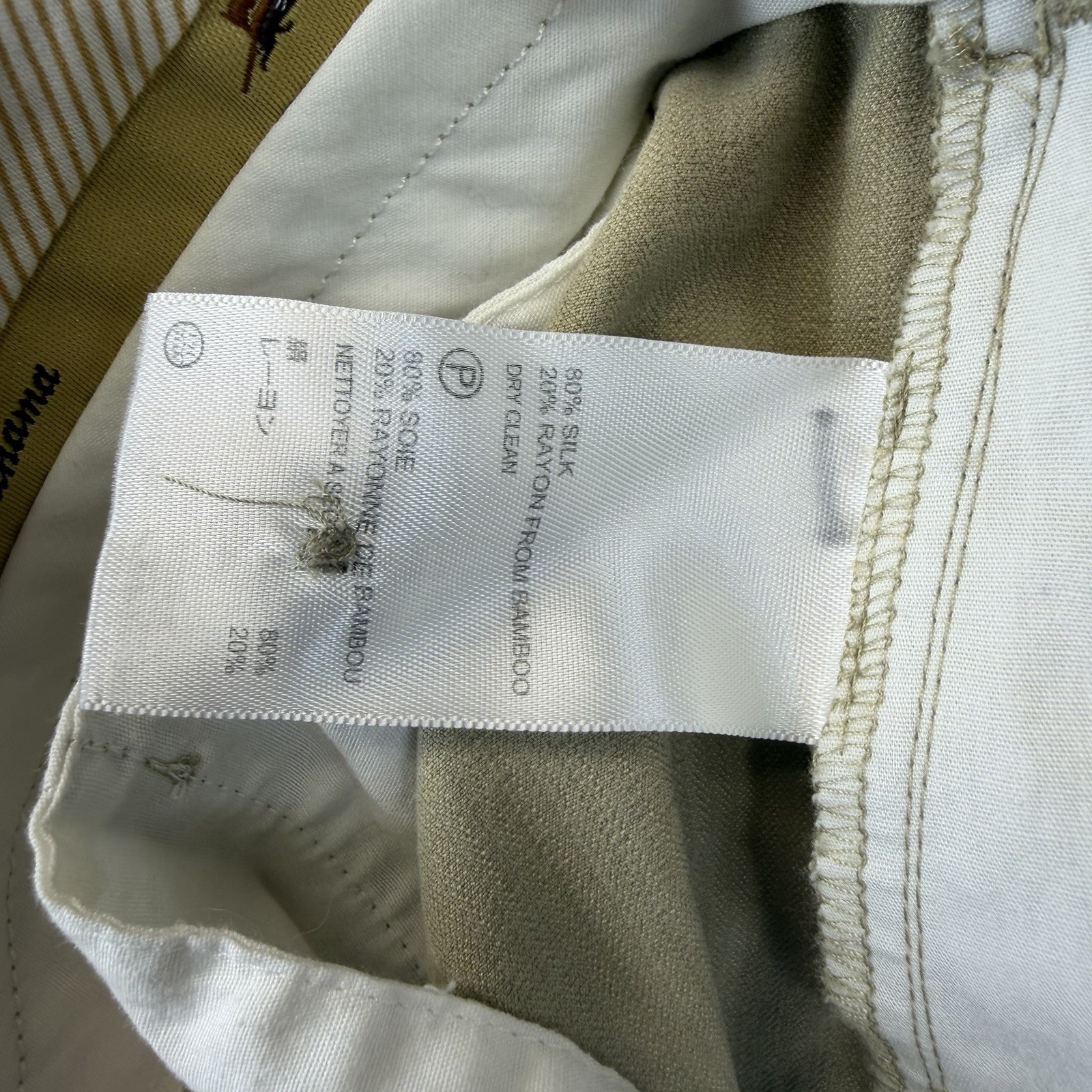 Tommy Bahama 80% Silk Rayon From Bamboo Trousers Dress Pants 34 x 30 Khaki Tan