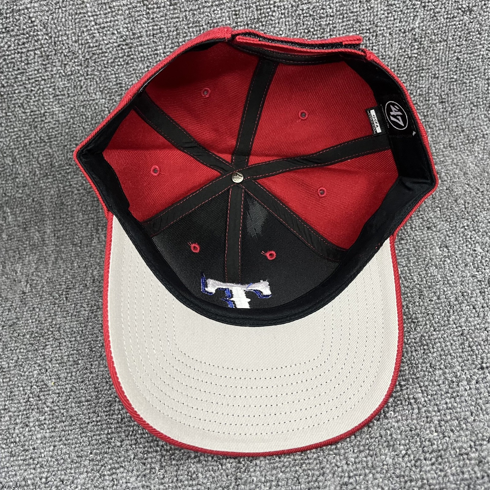 ’47 Brand Texas Rangers Strapback Cap Red Curved Brim Hat W1807