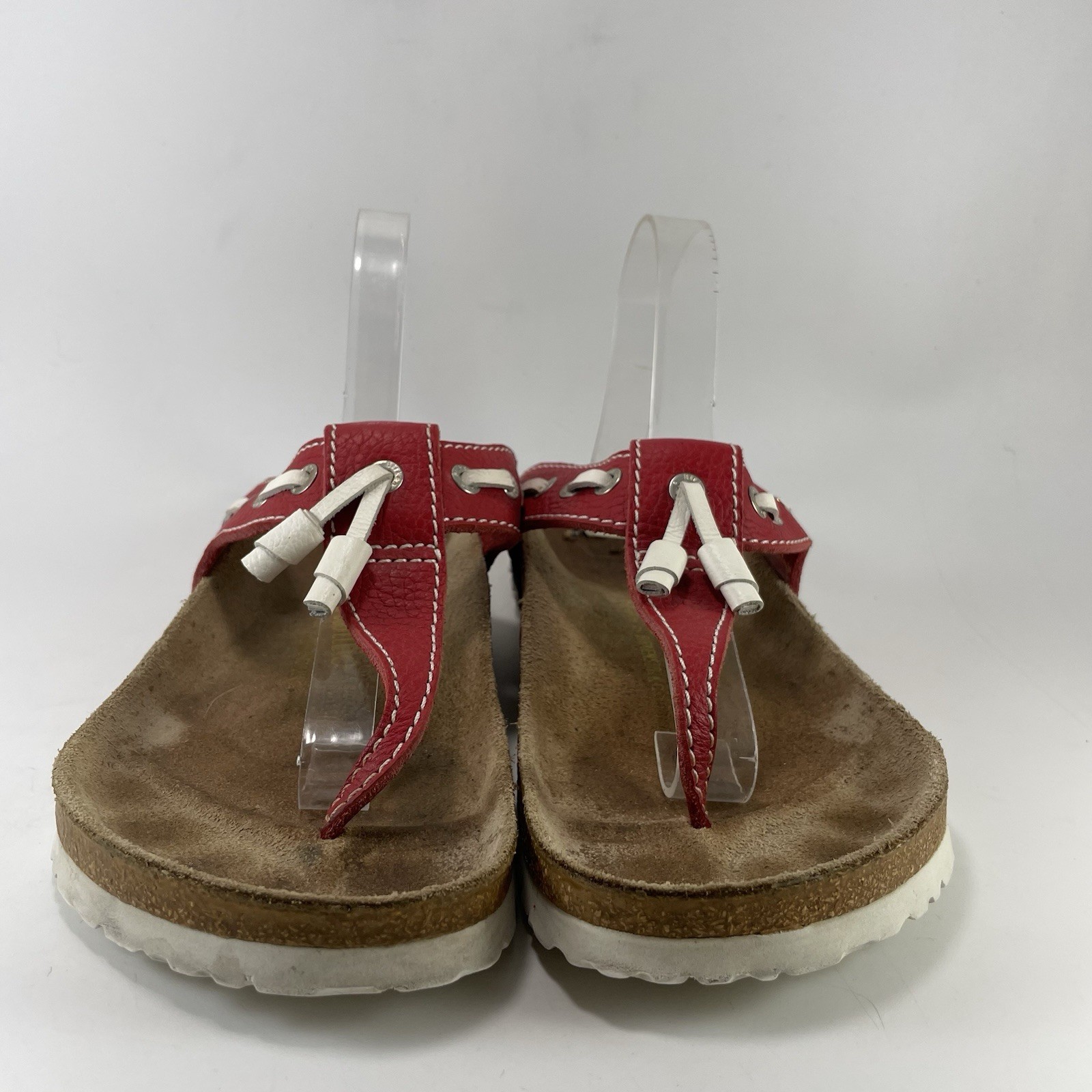 Birkenstock Papillio Tabora Sandals Womens Size EU 40, US 9-9.5 Red Laced Thong