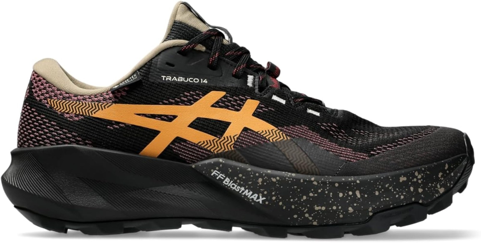 ASICS Men’s Trabuco 14 GTX Trail Running Shoes – Black/Brisket Red – 7.5