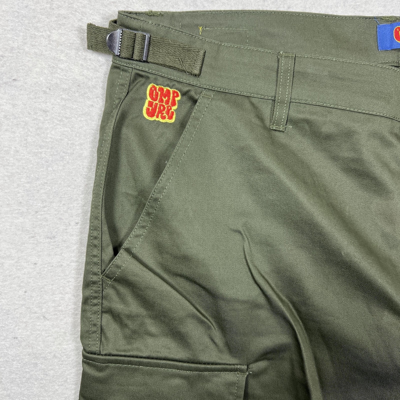 Empyre Cargo Pants Mens 34 Green Relax Fit Workwear Double Knee Pockets Utility