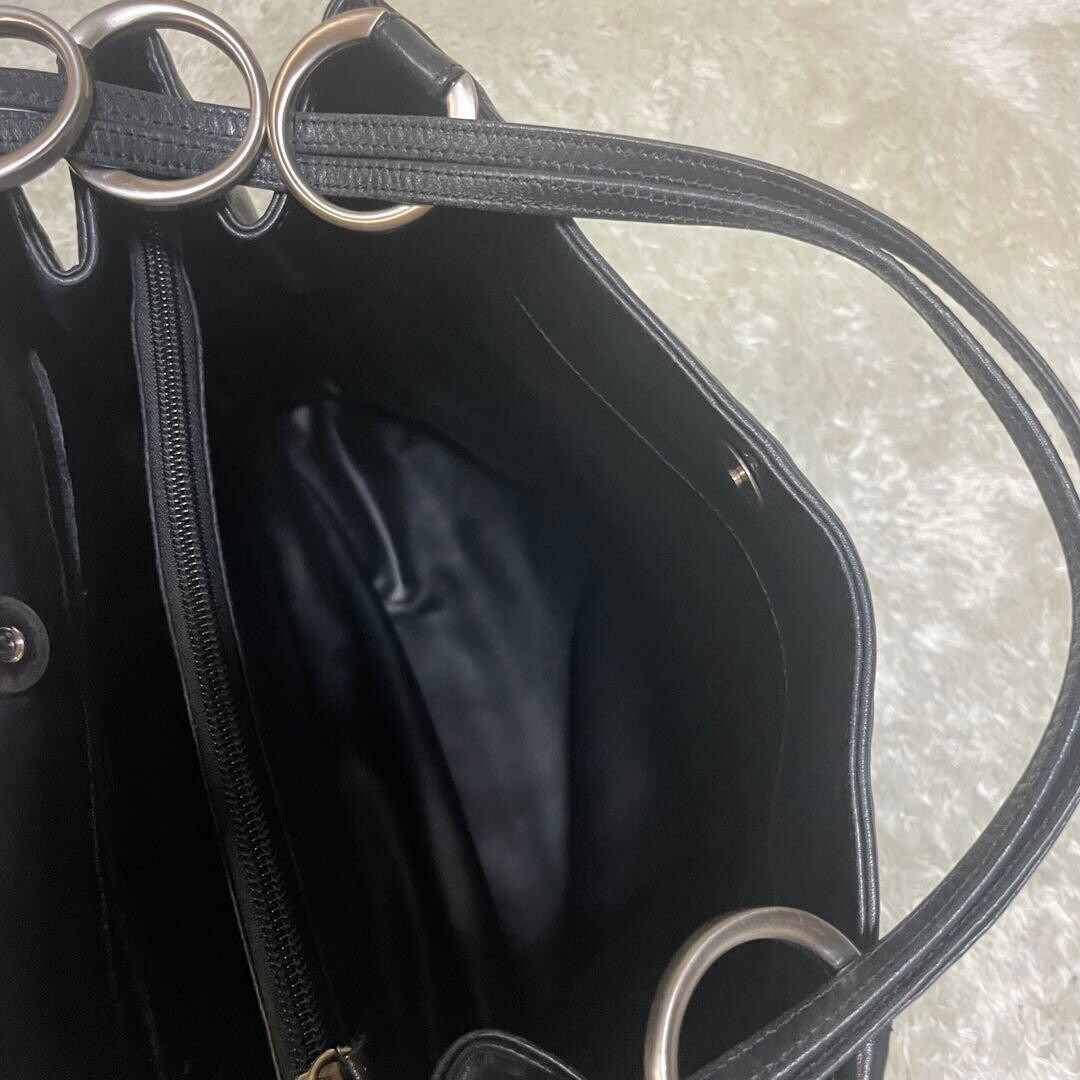 Bally Black Leather Shoulder Bag Women Large Tote Style 15.75 x 12.2 x 5.1 in