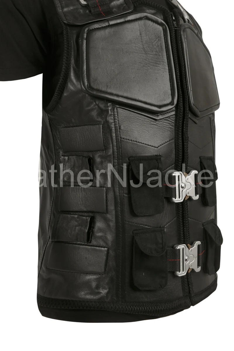 Mens Blade Wesley Snipes Trinity Cosplay Tactical Black Leather Vest Costume
