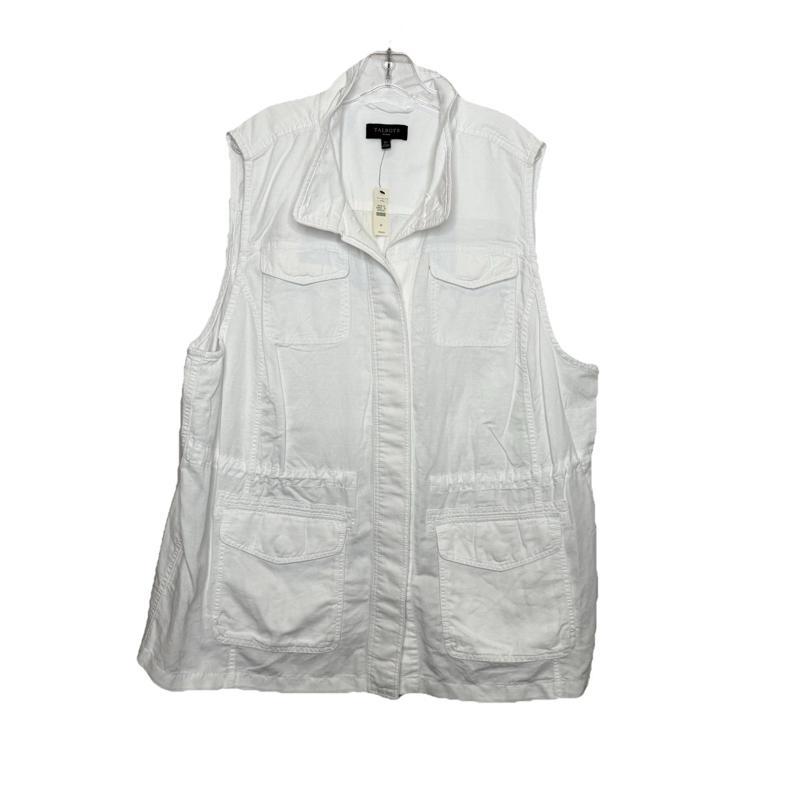 Talbots Safari Utility Vest Outdoor Button Front Cotton Blend NWT $119