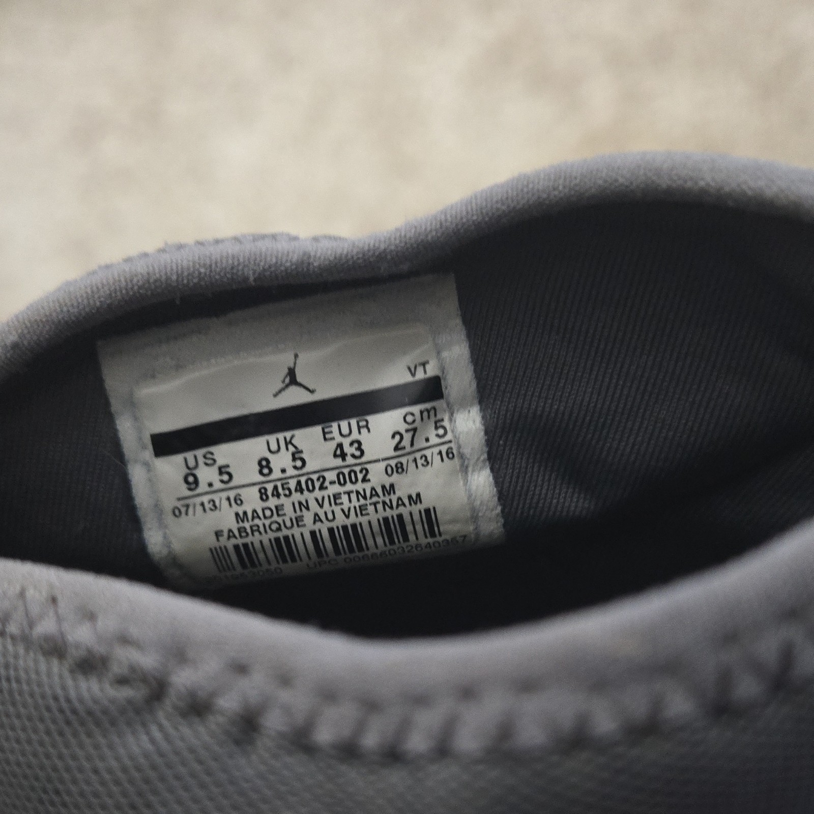 Jordan Air Trainer 1 Men’s Mid Top Lace Up Elephant Pattern Gray 845402-002