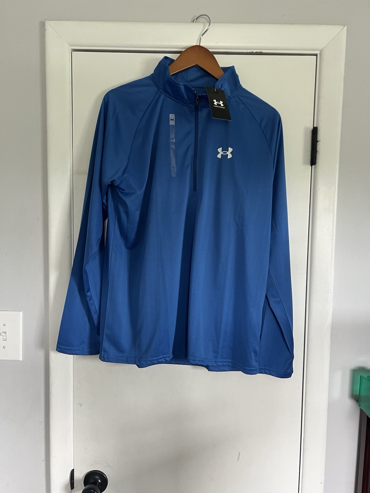 Under Armour Men Large Royal Blue Tech 1/4 Zip Pullover HeatGear Loose NWT LG