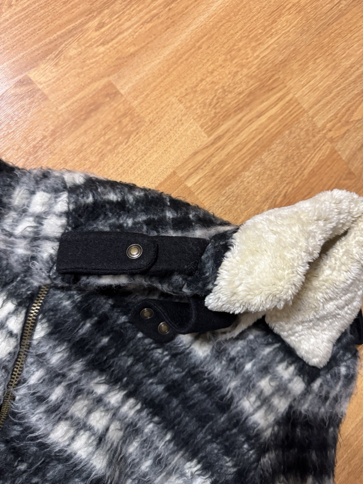 Free People Plaid Sherpa Moto Jacket Coat Size Small FP