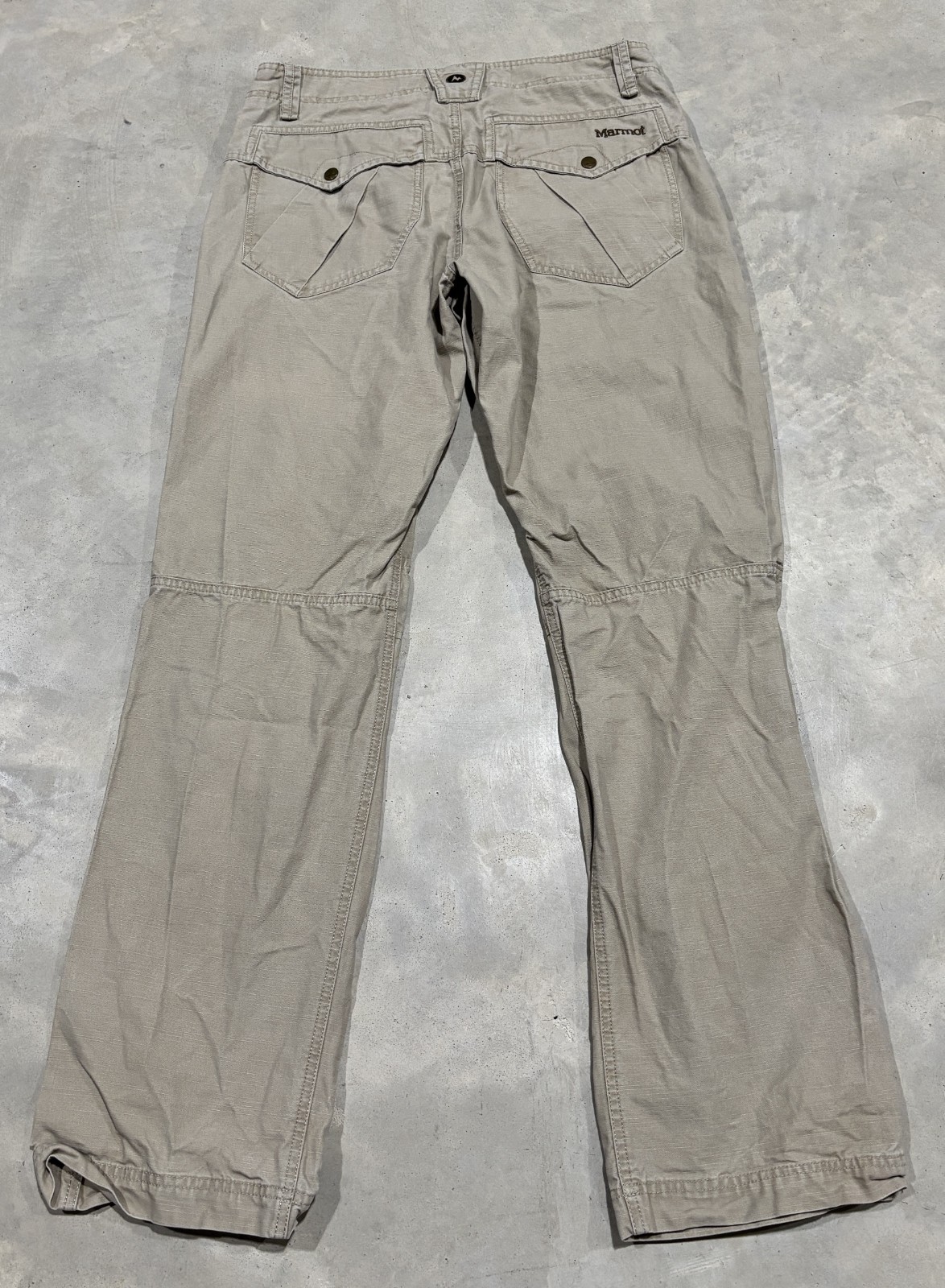 Marmot Straight Leg Reinforced Knee Reguar Fit Jeans Hiking Mens 32×32 1/2 Beige