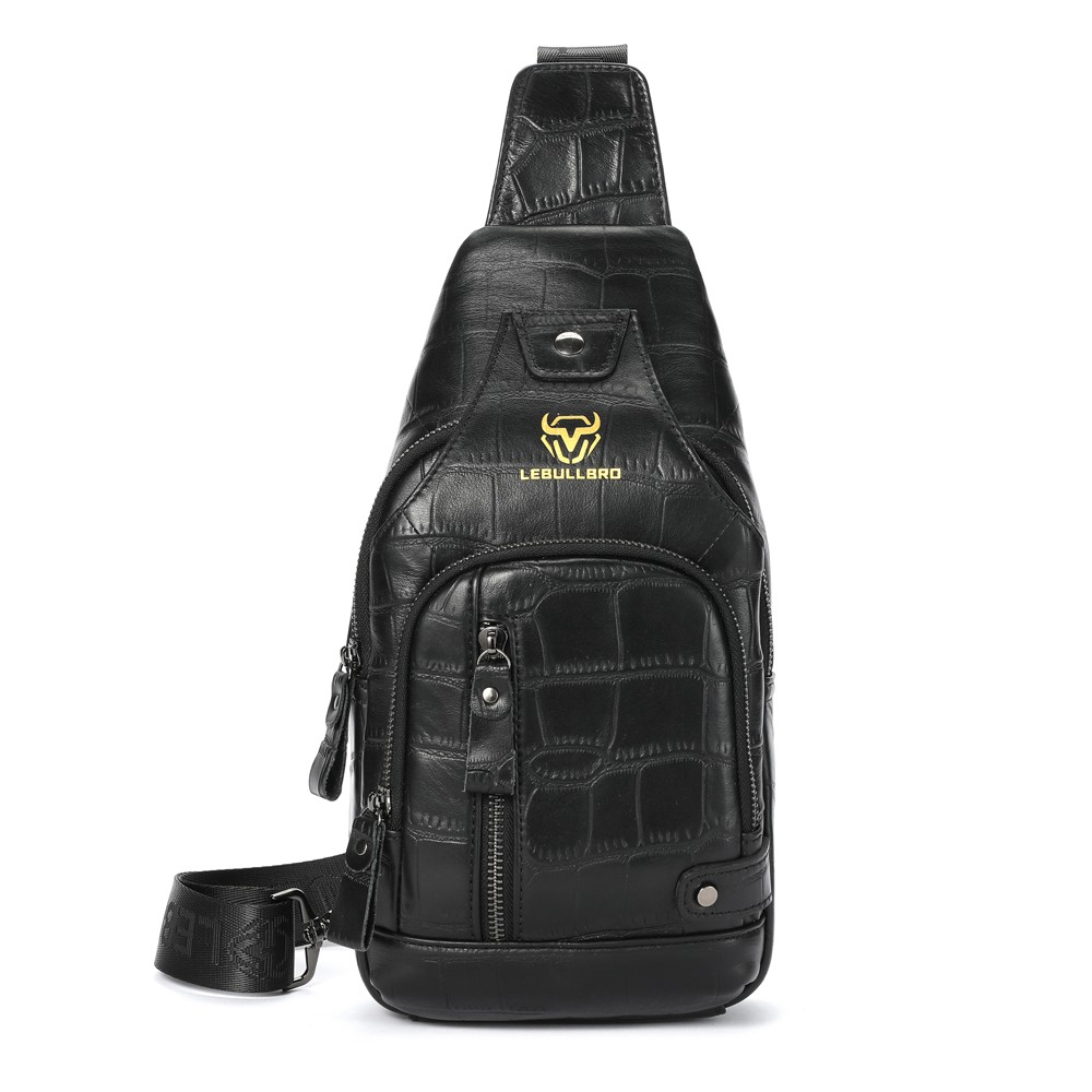 Men Sling Backpack Chest bag Crossbody Bag 100% Genuine Leather Shoulder Bag NEW