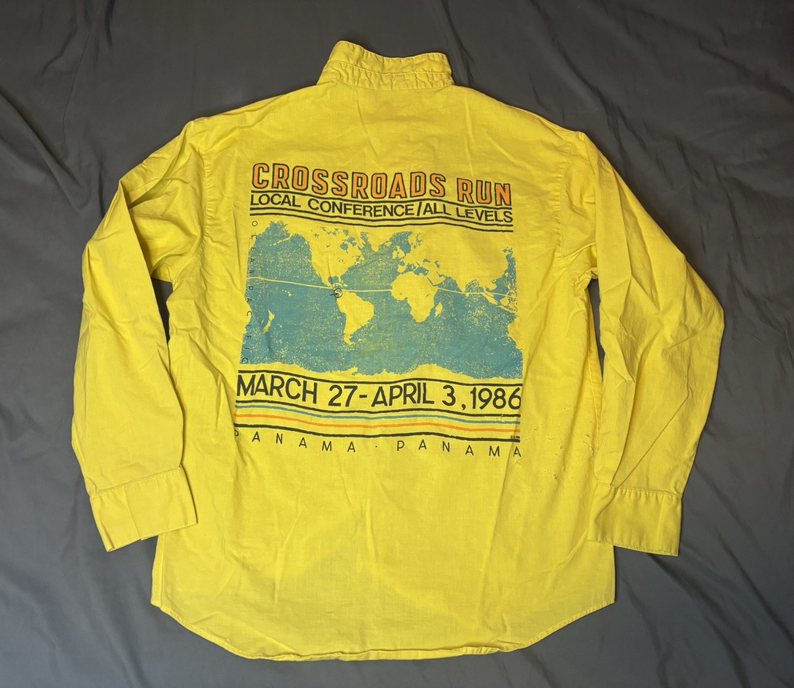 Vintage Ocean Pacific Surf Shirt Mens Medium Yellow 1986 Crossroads Run Button