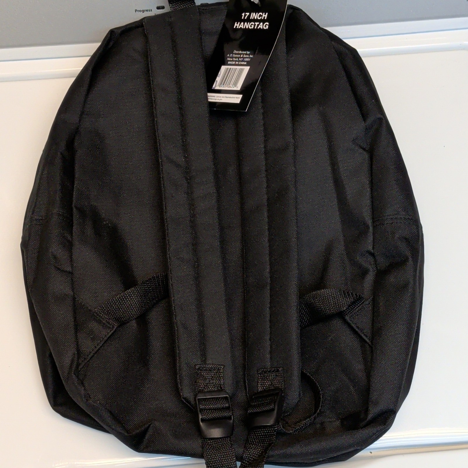 Sutton Black Solid 17in Kids Backpack Polyester Zip w/Outer Pockets,Adjustable