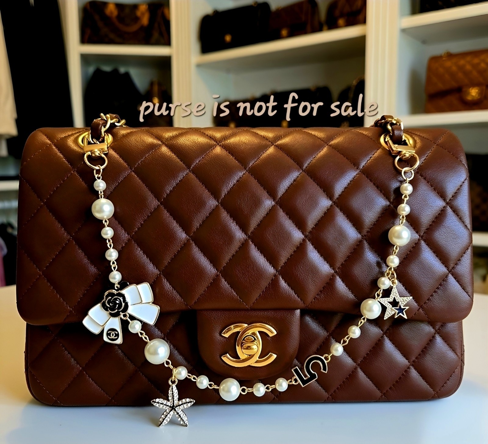 Classic Fashion Purse Bag Decor Chain Pearl Charm