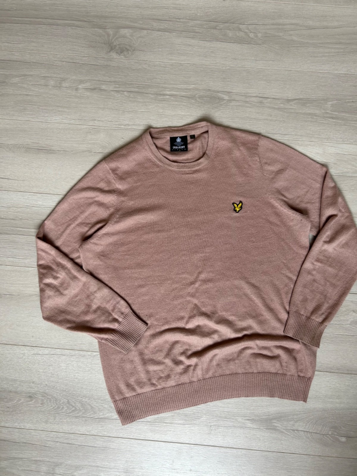 LYLE AND SCOTT Men’s Crew Neck Jumper Sweater Large L Dusty Rose Pink Cotton⁠
