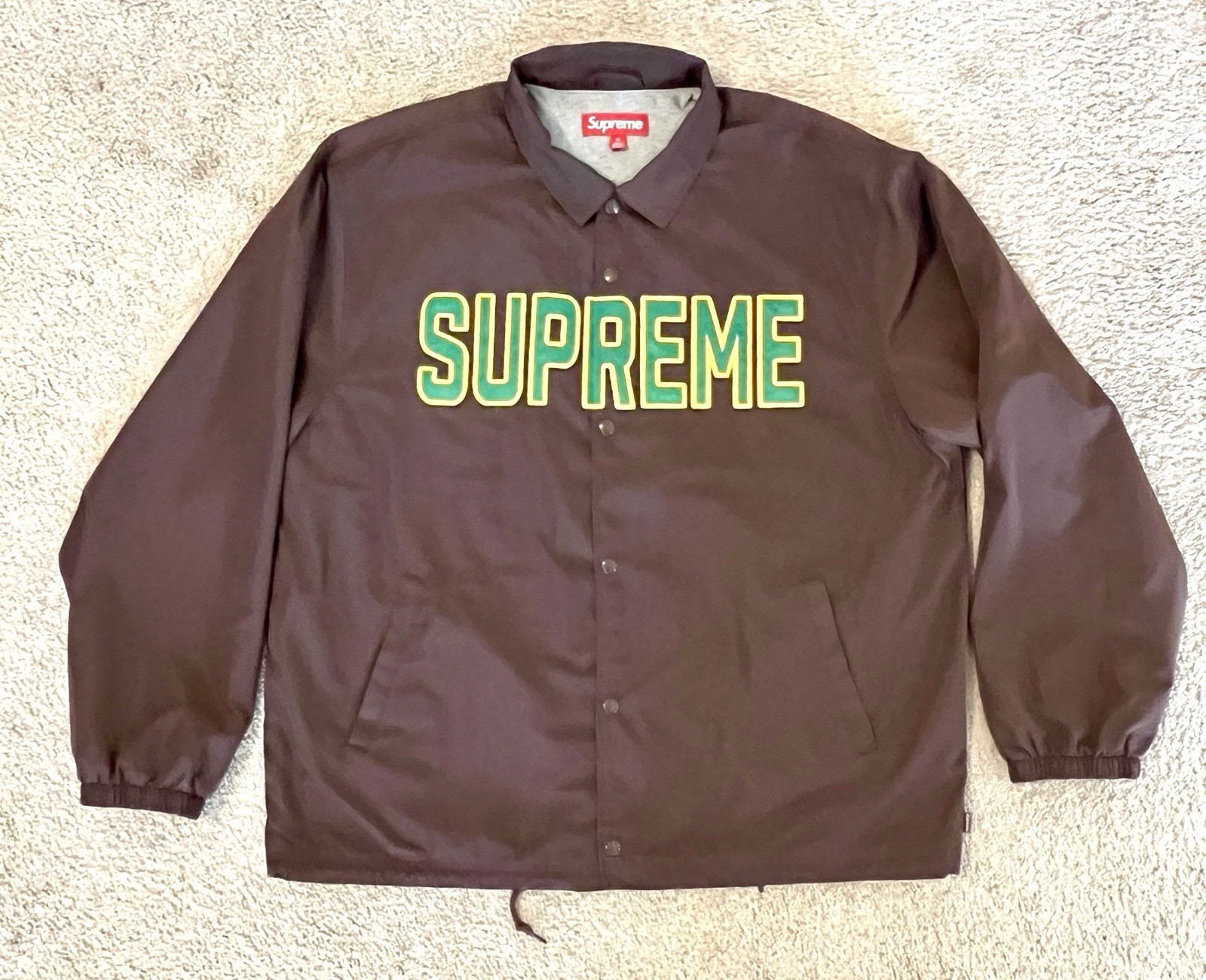 Supreme Spellout Coaches Jacket Brown Size XL Spring Summer 26