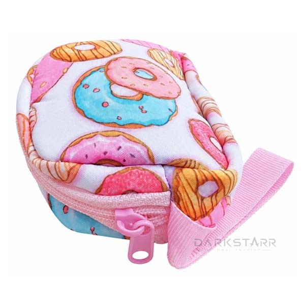Colorful Donuts Cartoon Designed Coin Pouch with Zipper (11cm x 9cm x 2cm)