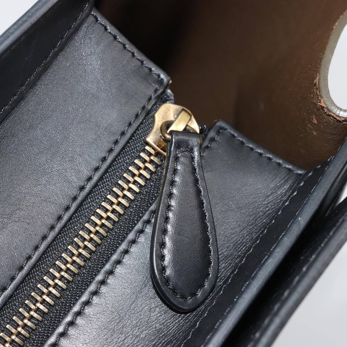 CELINE Luggage Mini Shopper Hand Bag Suede Light Blue Gold Auth ep14637A