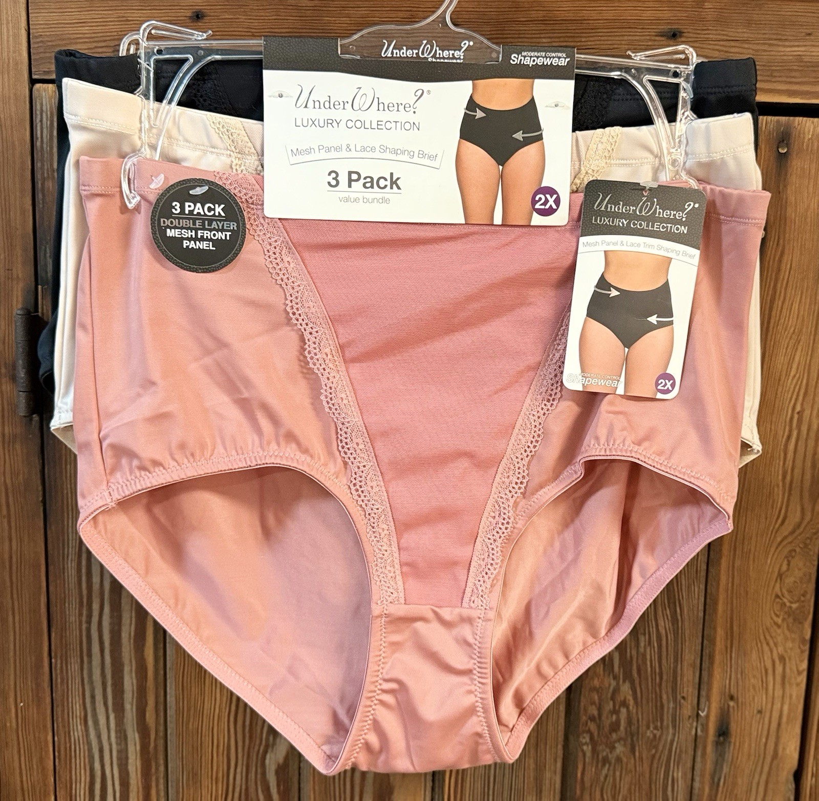 Under Where? Luxury Collection 3 Pair Micro Shaping Briefs Size 2X Panties NWT
