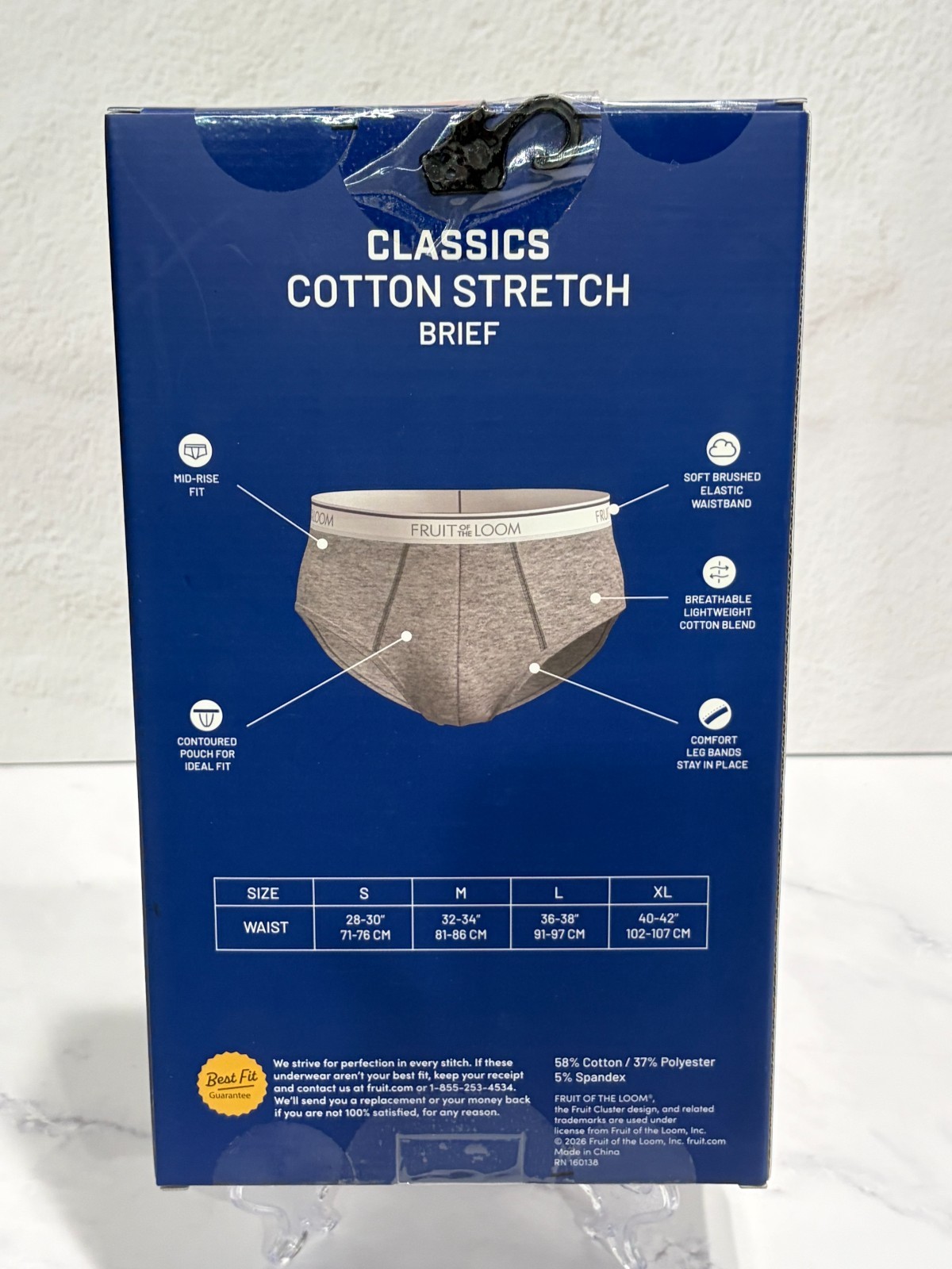 Fruit of the Loom Classics Cotton Stretch Briefs 6 Pack Size M