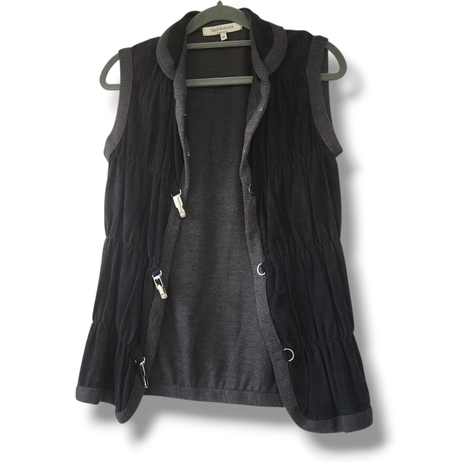 Rani Arabella Vest Cashmere Wool Leather Women’s Sz M Art To Wear City Designer
