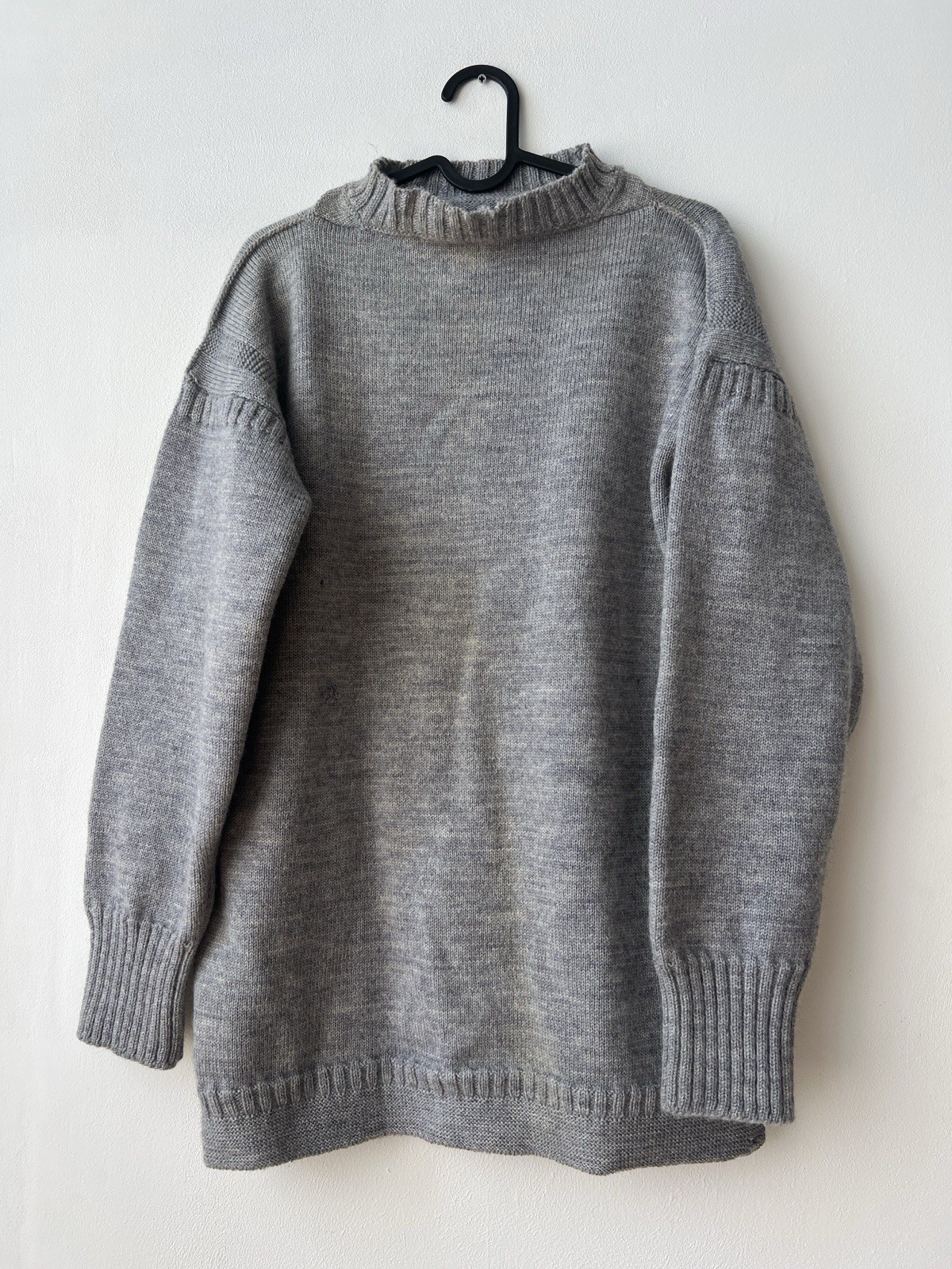 Vintage Le Tricoteur Guernsey Jumper Gray Pure British Wool Fisherman size M