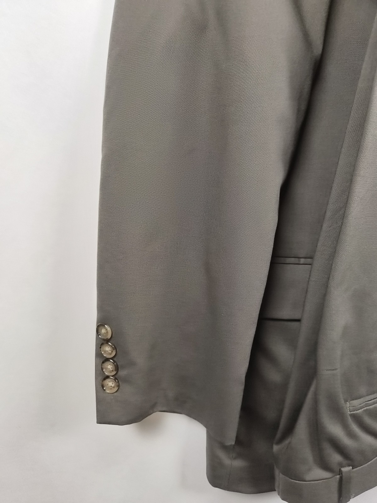 Haspel Perfect Poplin Men’s 2PC Suit 42R 36W Khaki Tan Cotton Blend Pleated READ