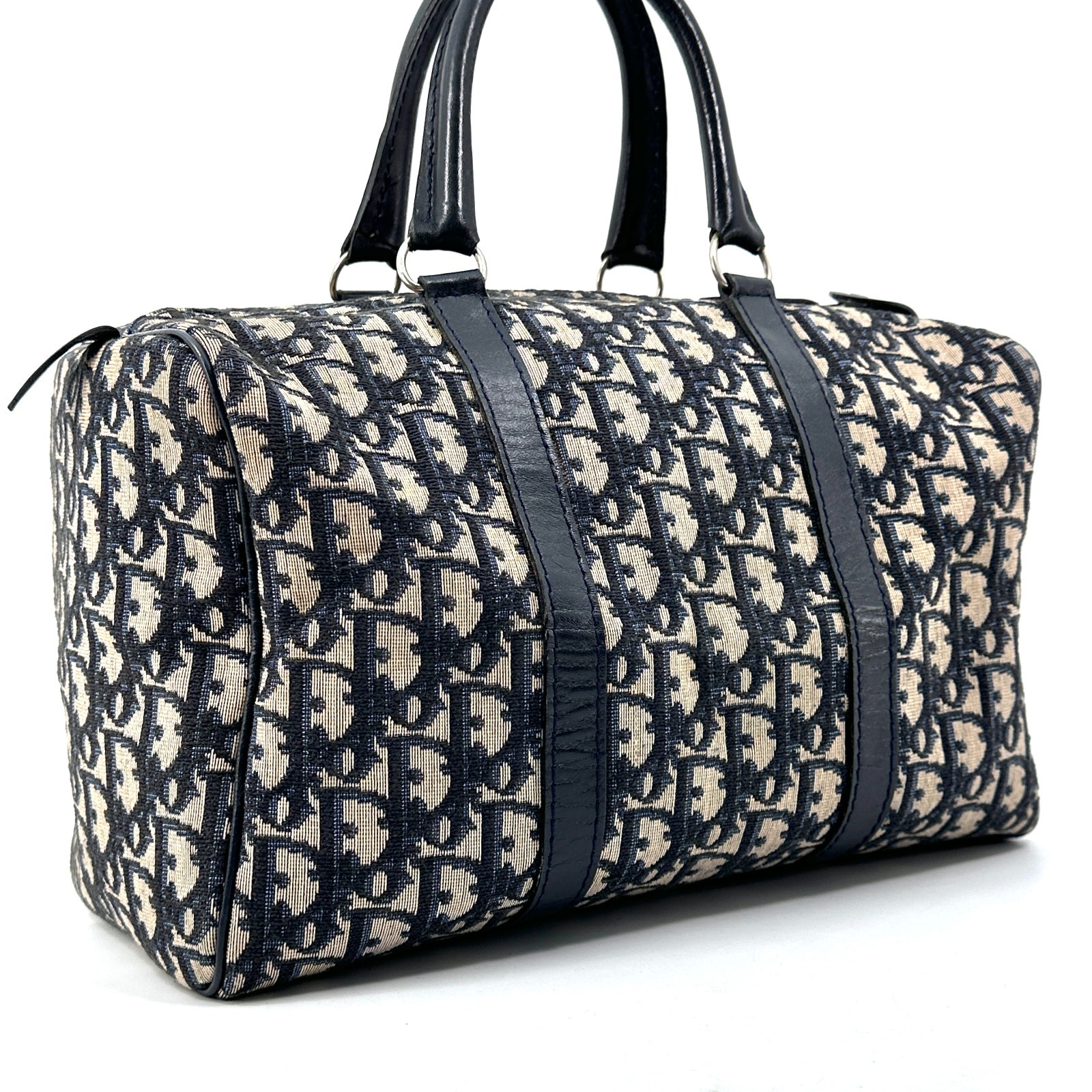 Christian Dior Trotter Handbag Boston Bag Navy Black