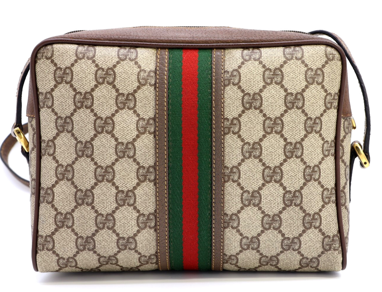 GUCCI VINTAGE Ophidia Shoulder Bag Web Stripe Logo Brown Classic Rare Authentic
