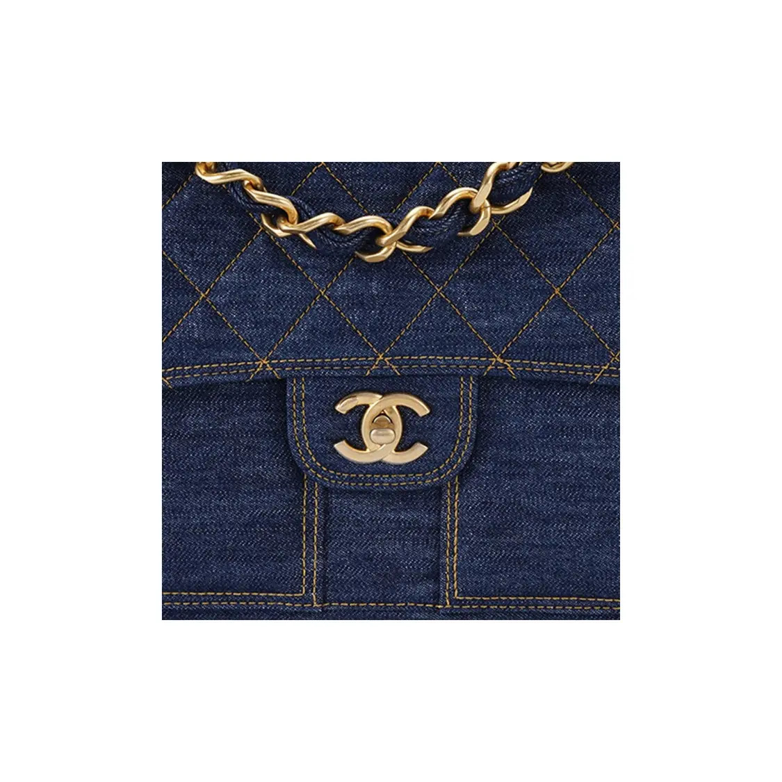 CHANEL Gold Buckle Leather Chain Flip Backpack Unisex 9.8×2.3×8.6 in