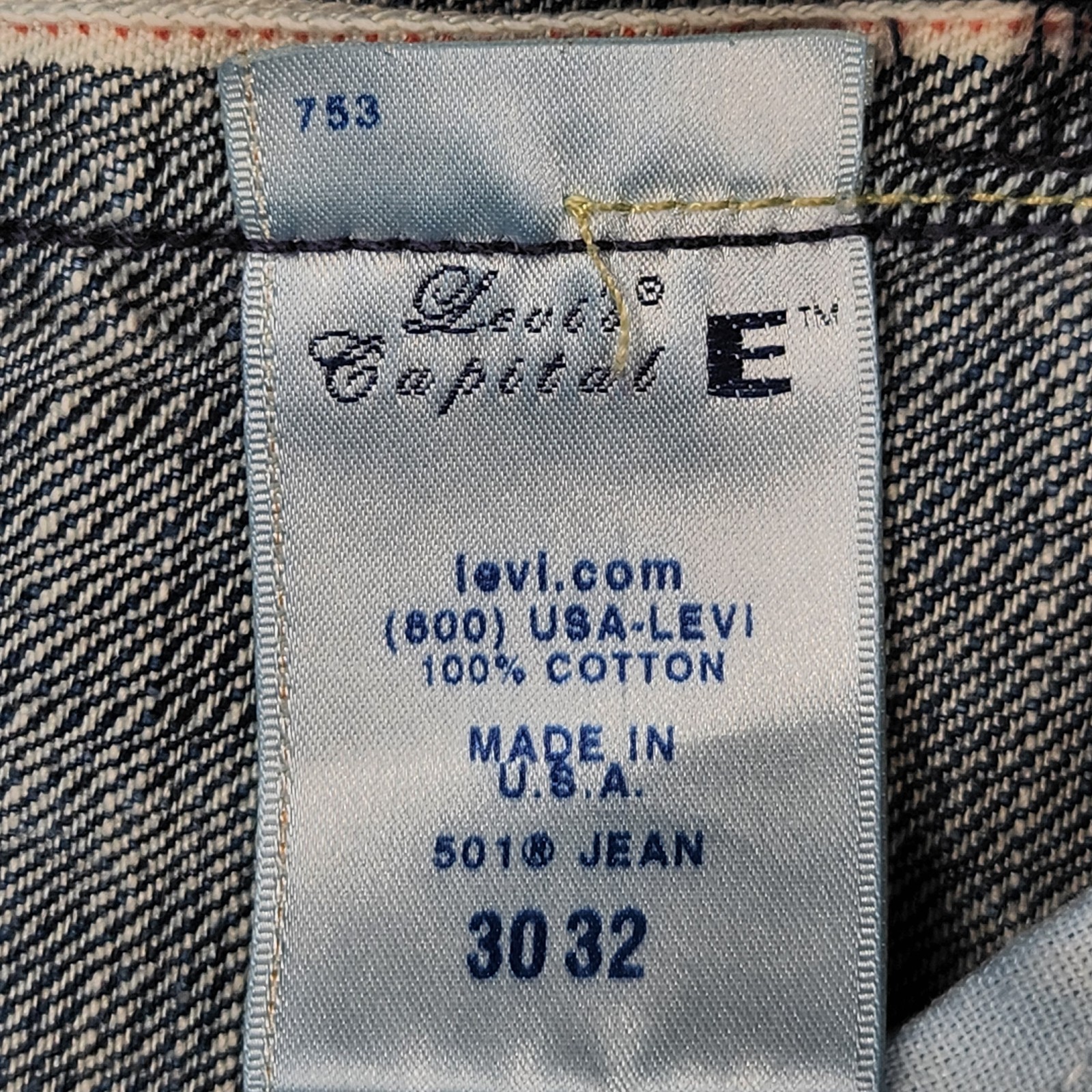 Levis 501 Jeans Mens 30×32 Blue Denim Capital E USA Made Button Fly Distressed