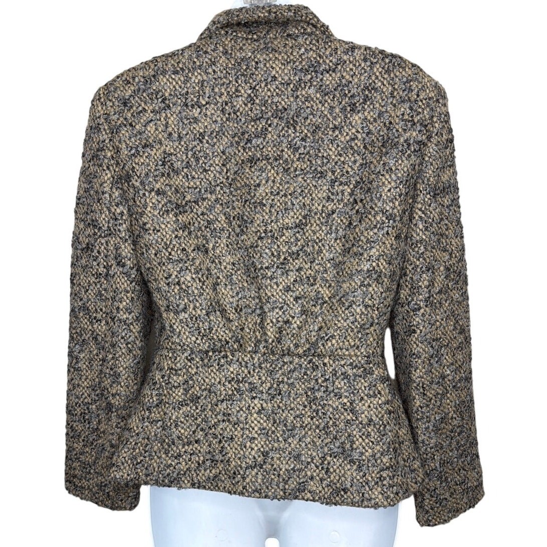 Armani Collezioni Virgin Wool Button Front Tweed Blazer Size 6 Academic