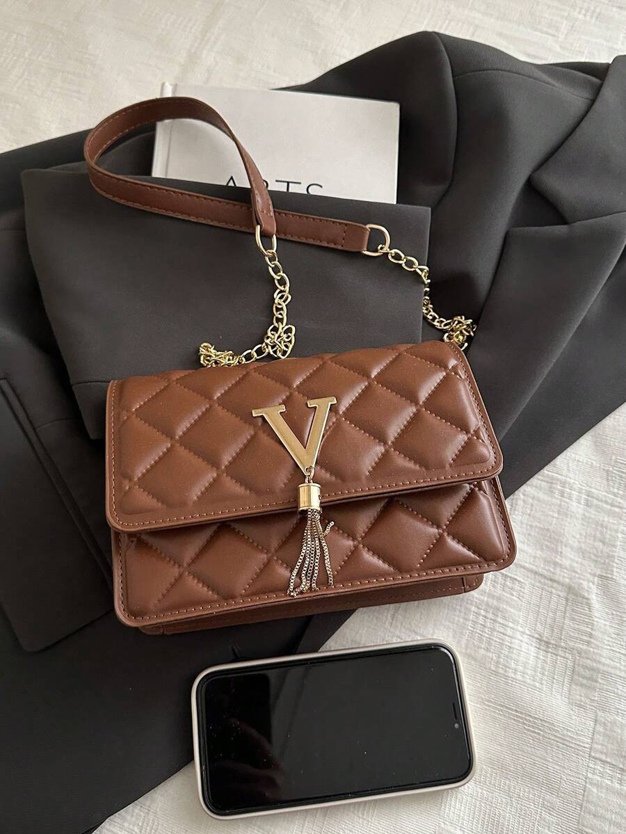 Mini Chevron Flap Square Bag Women Chain Crossbody Adjustable Shoulder Purse