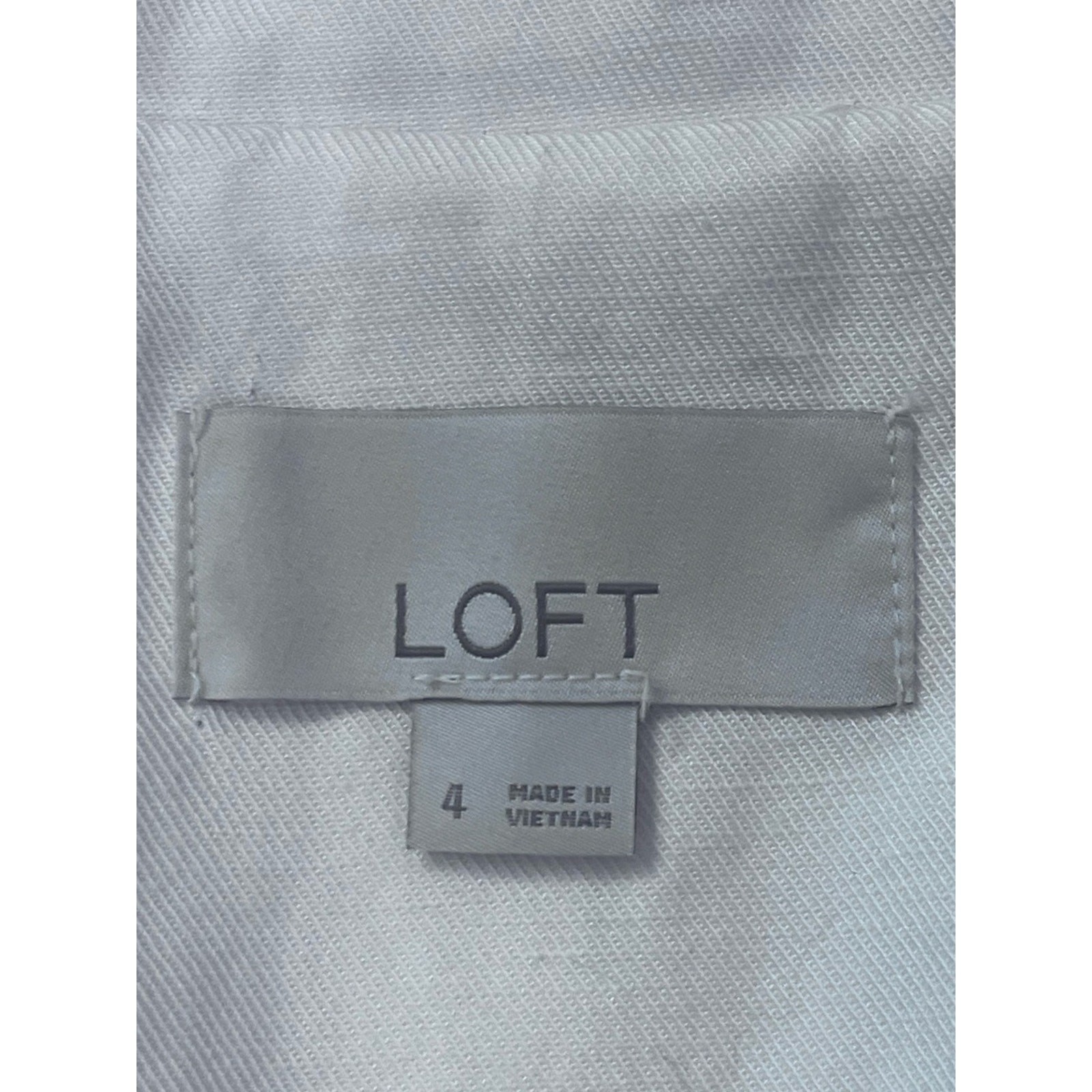 Loft Slub Tailored Linen Blend Blazer Size 4 Ivory Preppy Euro Summer Preppy