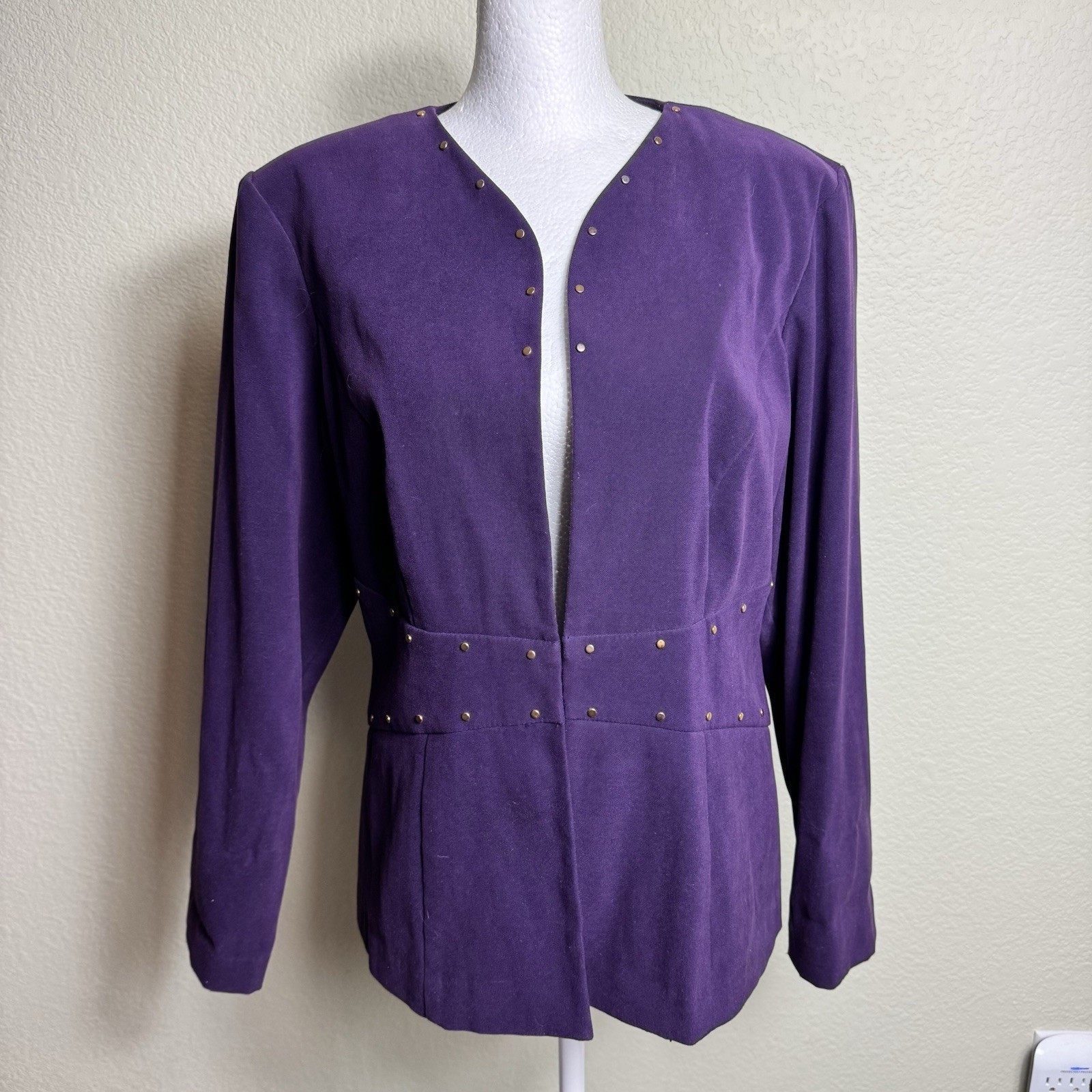 Positive Attitude Women’s Blazer Purple Size 12 Embellished Front Hook Closure