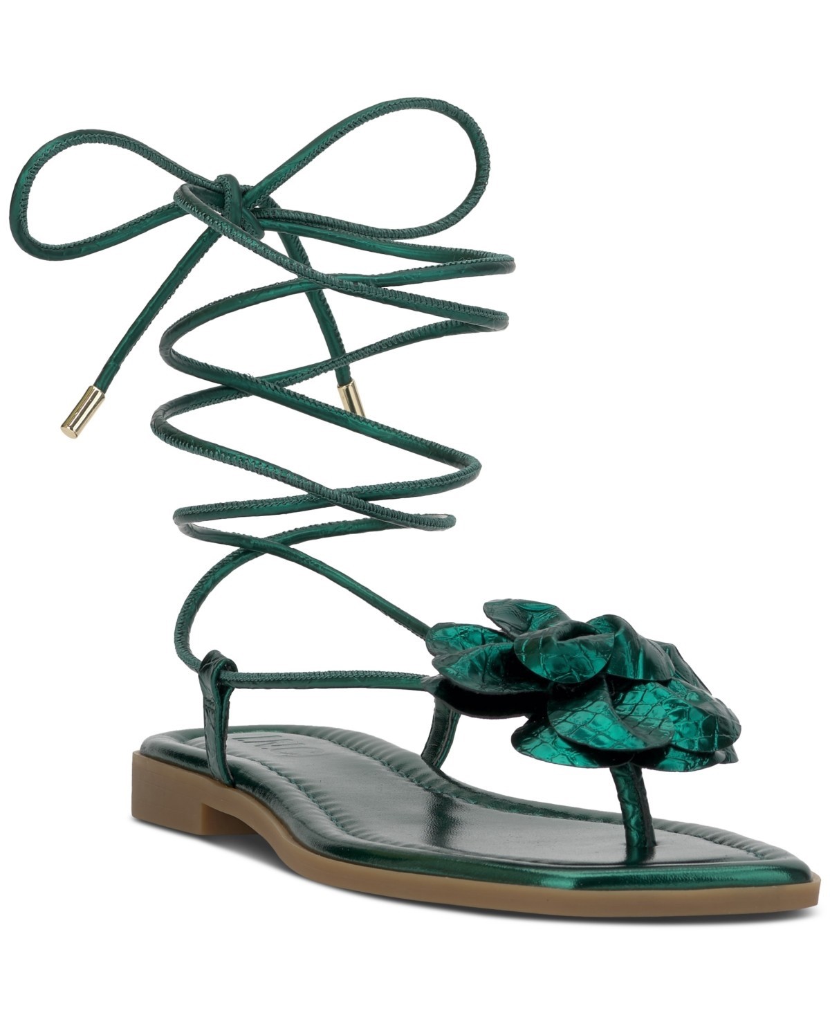I.n.c. International Concepts Women’s Gilma Flower Flat Sandals Emerald Smooth