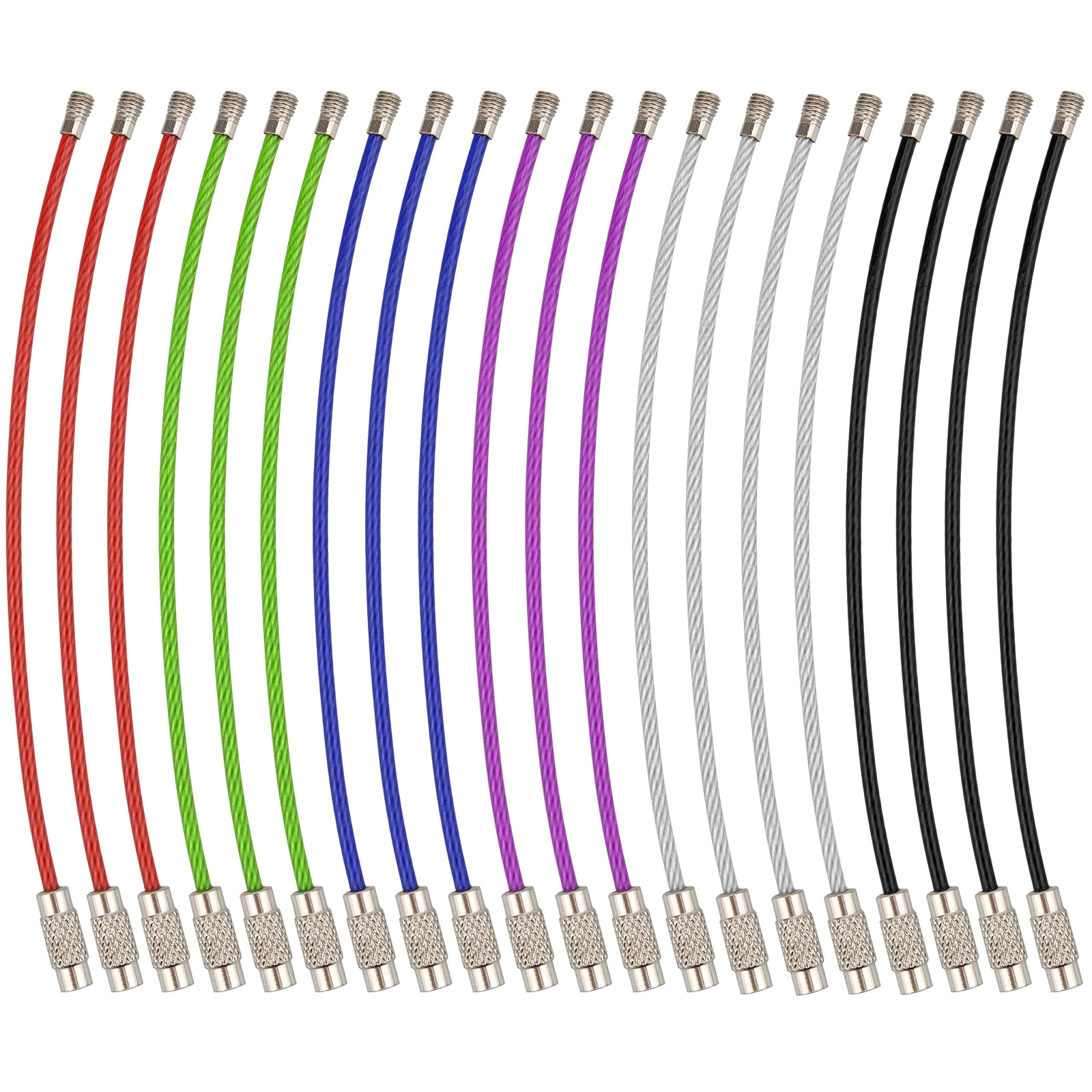 20 Pack 4.3 Inch Multicolor Stainless Steel Wire Ring Cable Loop Rings for Tags