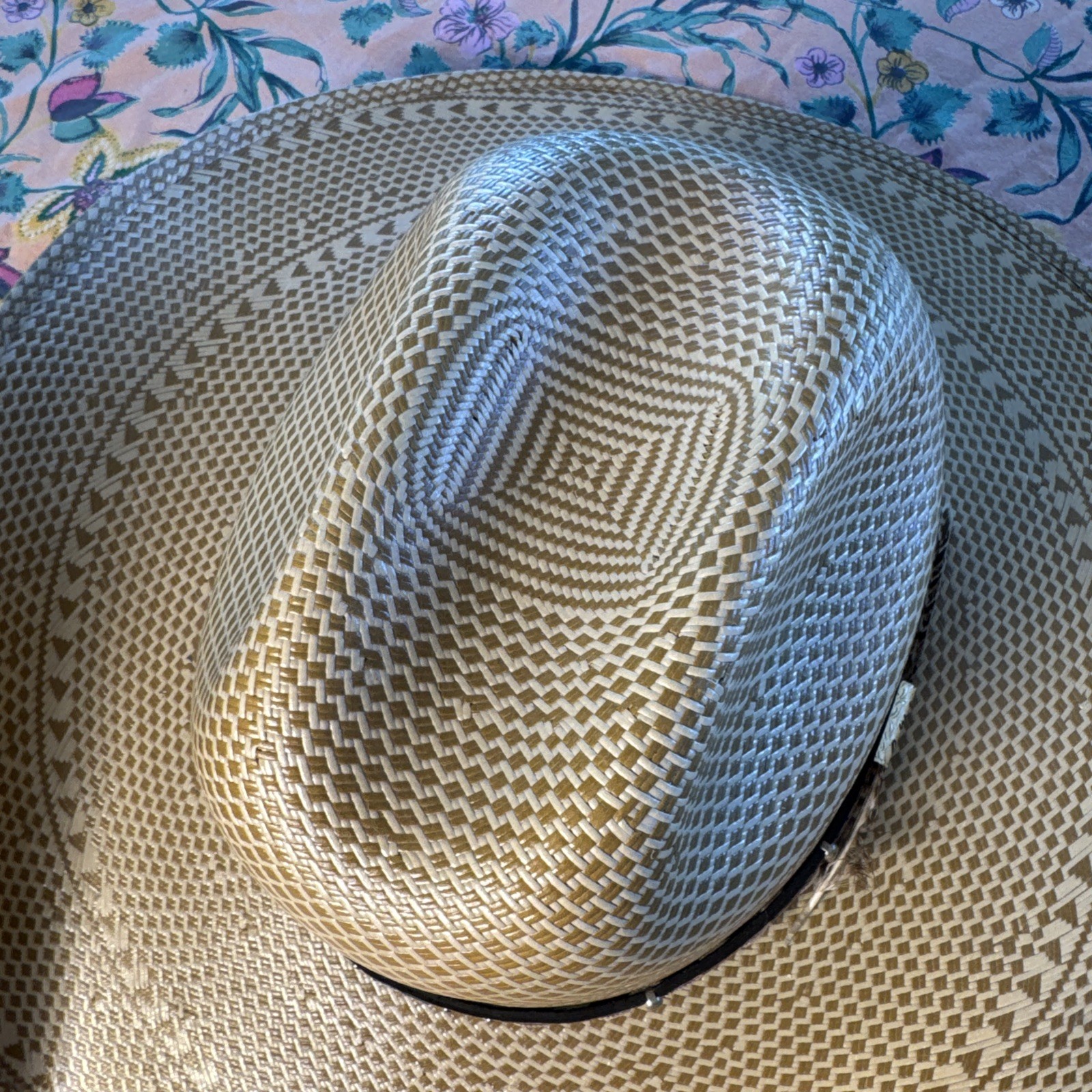 Larry Mahan’s 10X LAREDO Straw Leather Belted Western Cowboy Hat Men 7 3/8 MINT