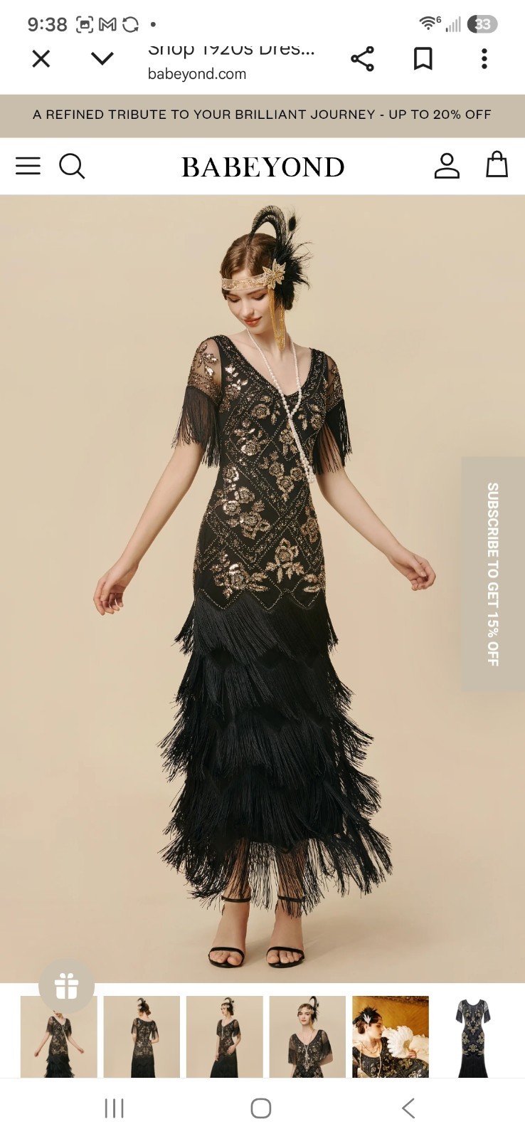 BABEYOND Black/Gold Sequin Fringe Maxi Dress V-Neck Full Zip XL