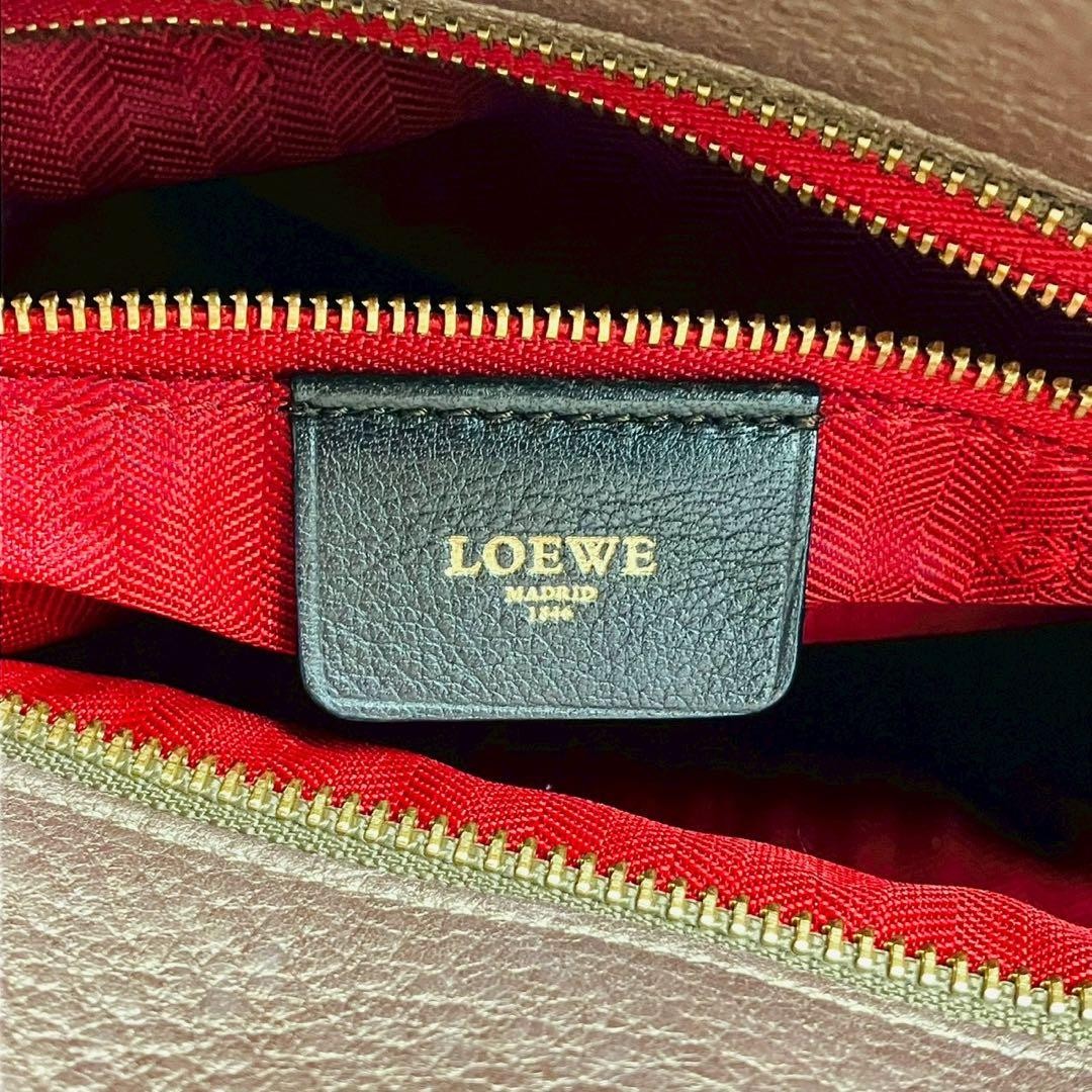LOEWE Anagram Husta Handbag Bronze Dark Brown Leather